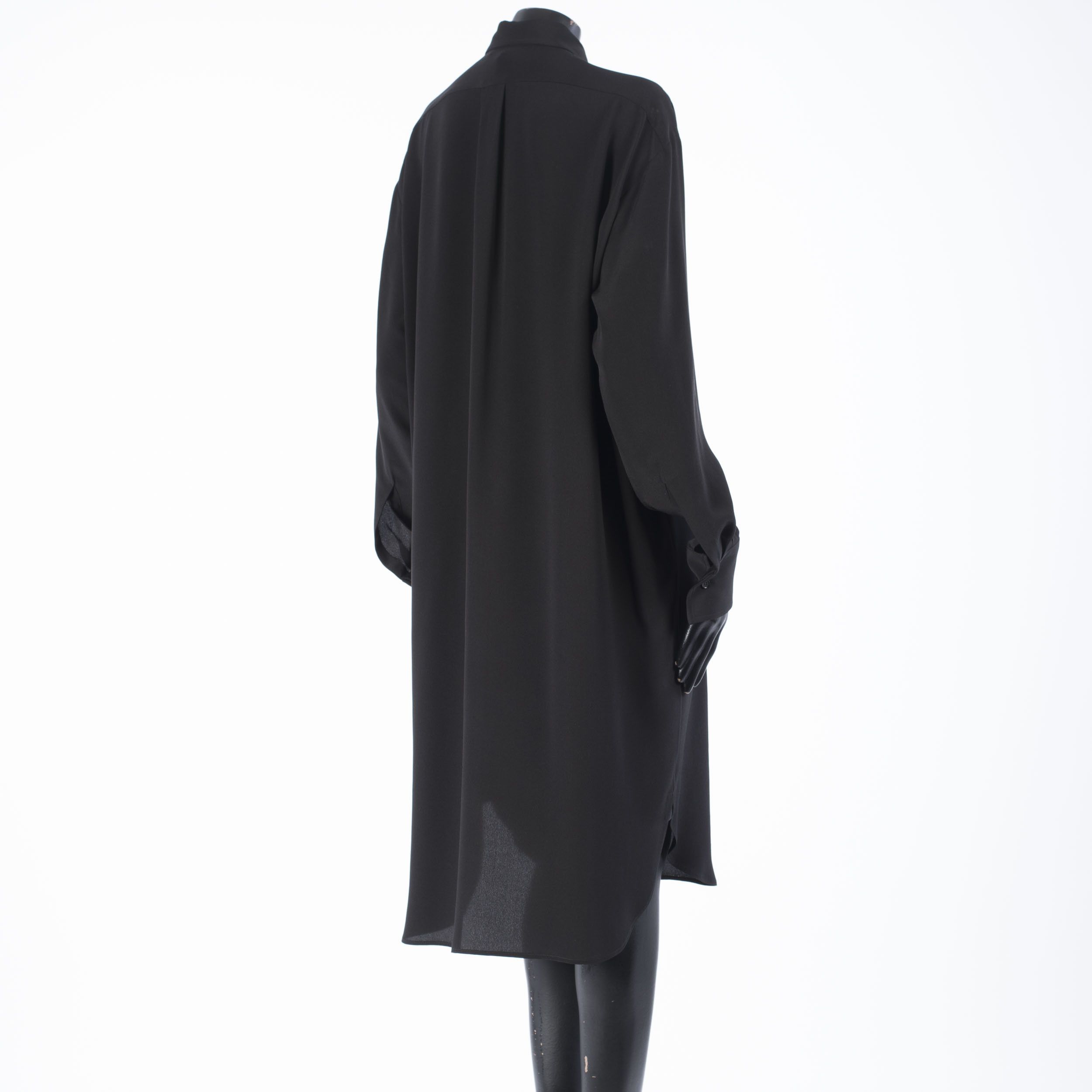 Bottega Veneta Black Quilted Silk Crepe De Chine Shirt Dress Size S / US 4 / IT 40 - 6 Thumbnail
