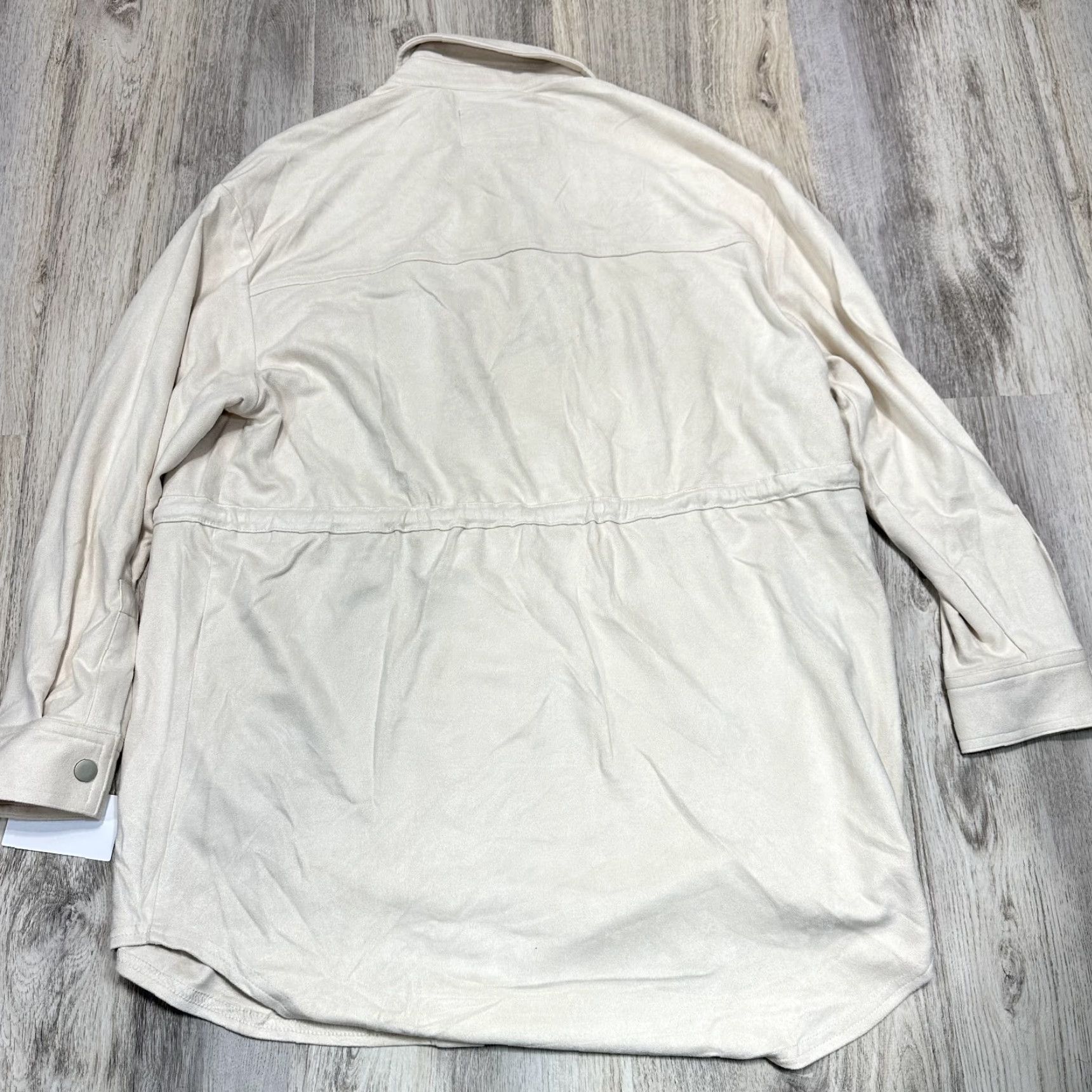 Vintage BLANKNYC Women Shirt Jacket Light Beige Faux Suede Drawstring Snap Buttons S NWT Satin? Size S / US 4 / IT 40 - 4 Thumbnail