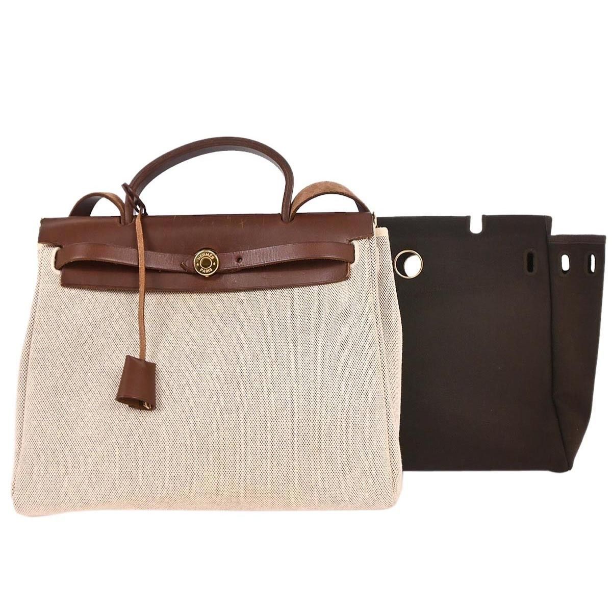 Hermes Herbag Toile and Leather