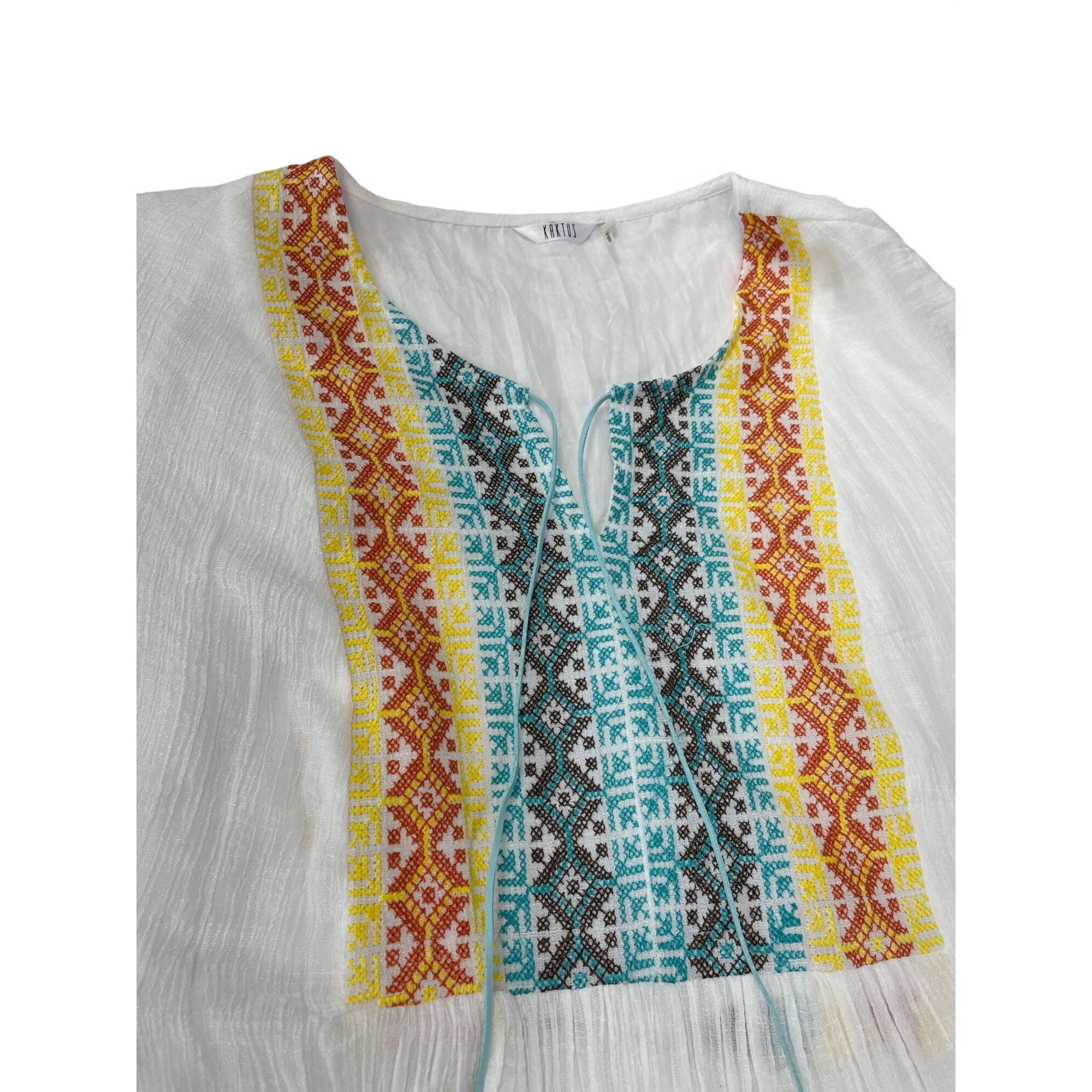 Other Kaktus womans embroided white blue boho tunic fairy bell sle Size M / US 6-8 / IT 42-44 - 5 Thumbnail
