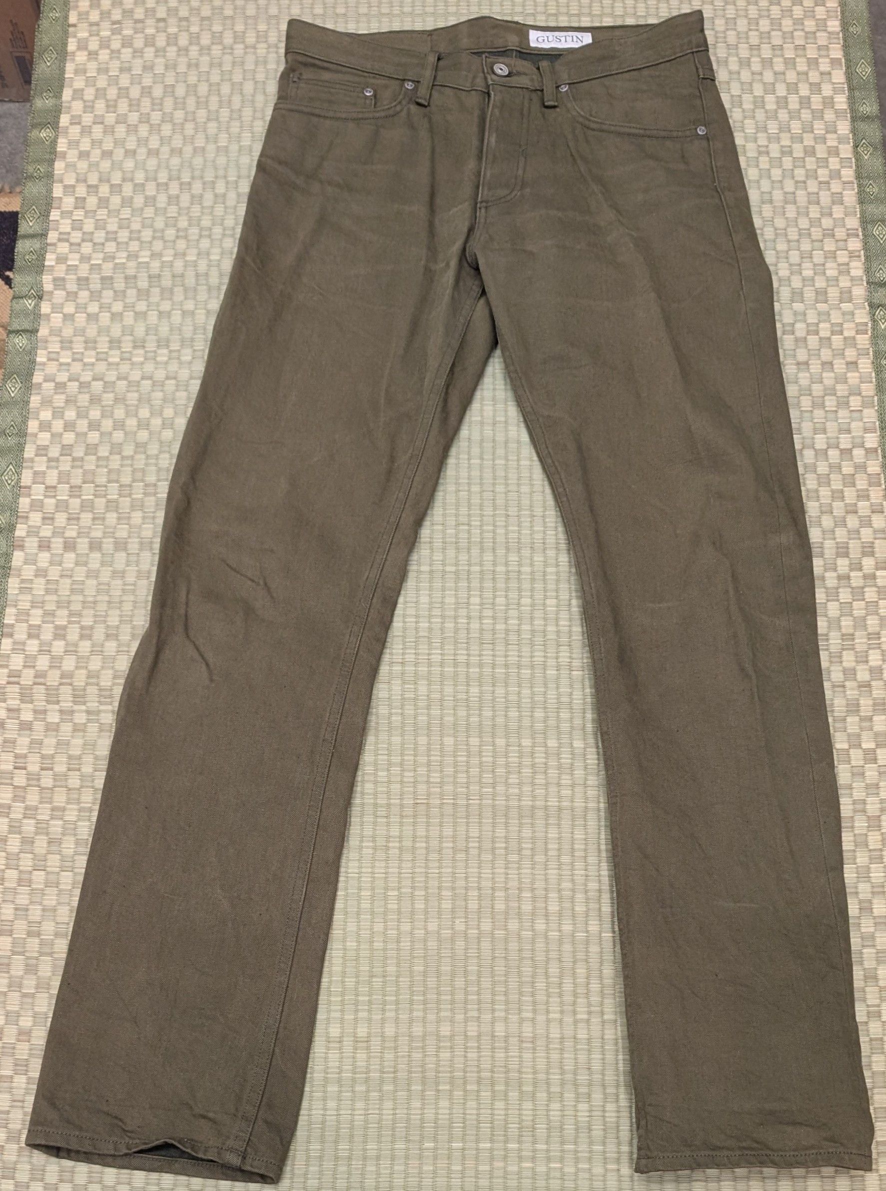 Gustin Gustin #159 Japan Olive Selvedge Denim Straight Leg Jeans Size US 33 - 1 Thumbnail