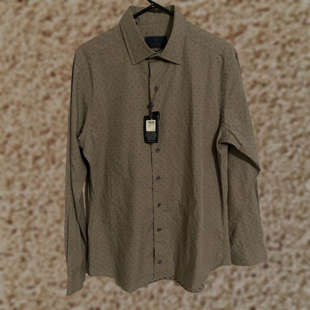 David Donahue David Donahue Dress Shirt Mens 16 Gray Geometric L/S Button Up Size 42R - 1 Thumbnail