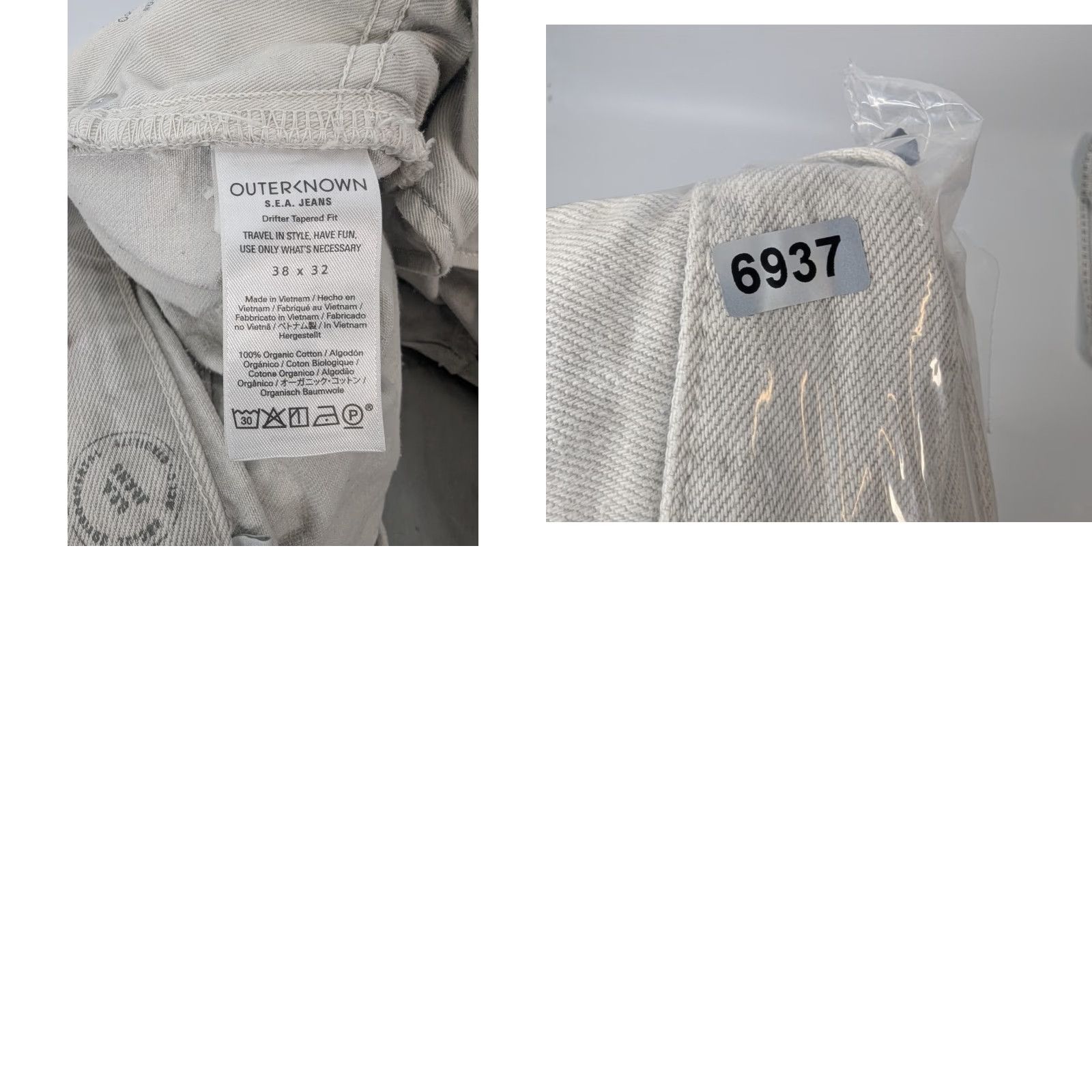 Outerknown VINTAGE Outerknown Jeans Adult 38x32 Light Gray S.E.A Drifter Tapered Fit Organic Cotton Size US 38 / EU 54 - 10 Thumbnail
