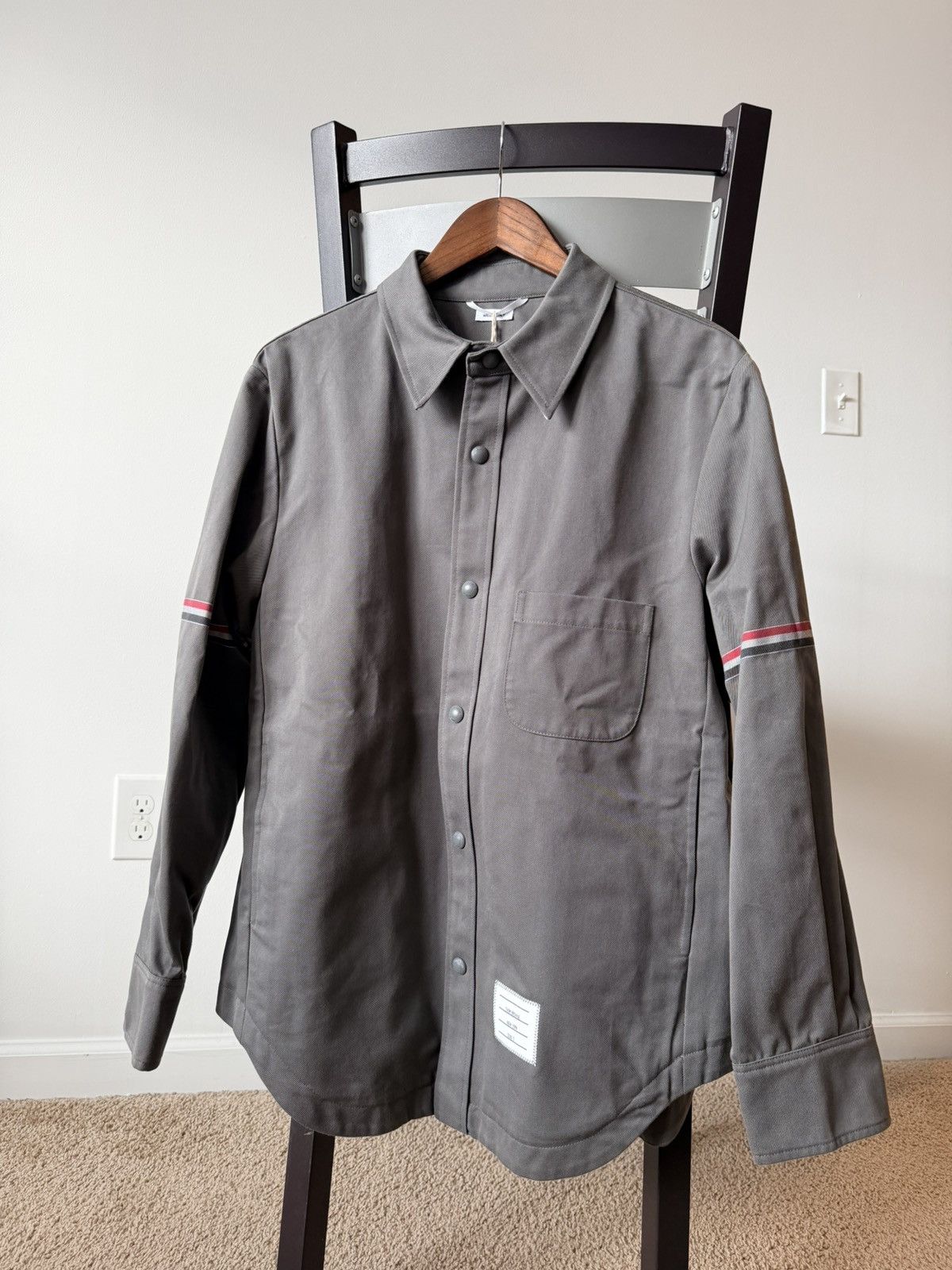 Thom Browne Thom Browne Stripe Twill Snap Front Shirt Jacket Size US M / EU 48-50 / 2 - 1 Thumbnail