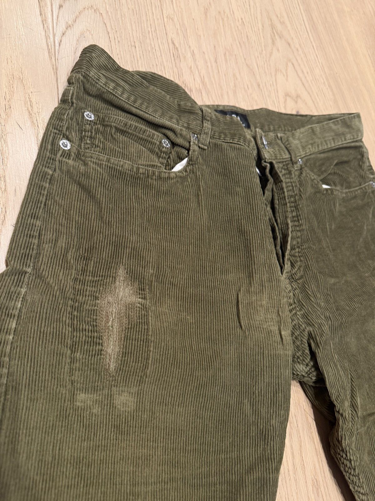 A.P.C. Olive Green Distressed APC Corduroy Pants Size US 30 / EU 46 - 2 Thumbnail