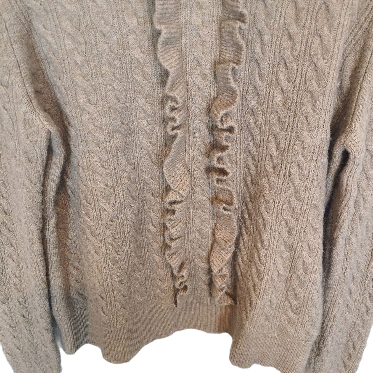 J.Crew J. Crew Womens Ruffle Front Cable Knit Turtleneck Sweater M Size M / US 6-8 / IT 42-44 - 3 Thumbnail