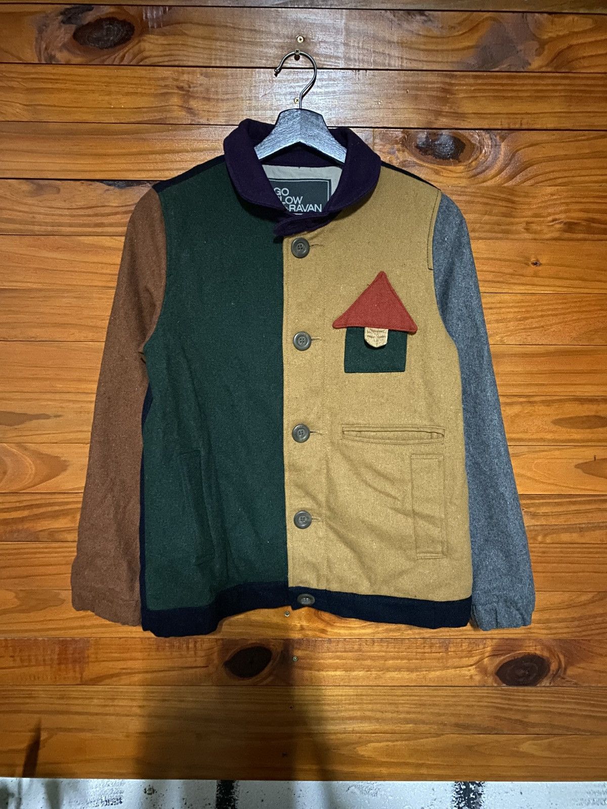 go slow caravan GO SLOW CARAVAN Patchwork Wool Jacket – Vintage Japanese Size US XS / EU 42 / 0 - 3 Thumbnail