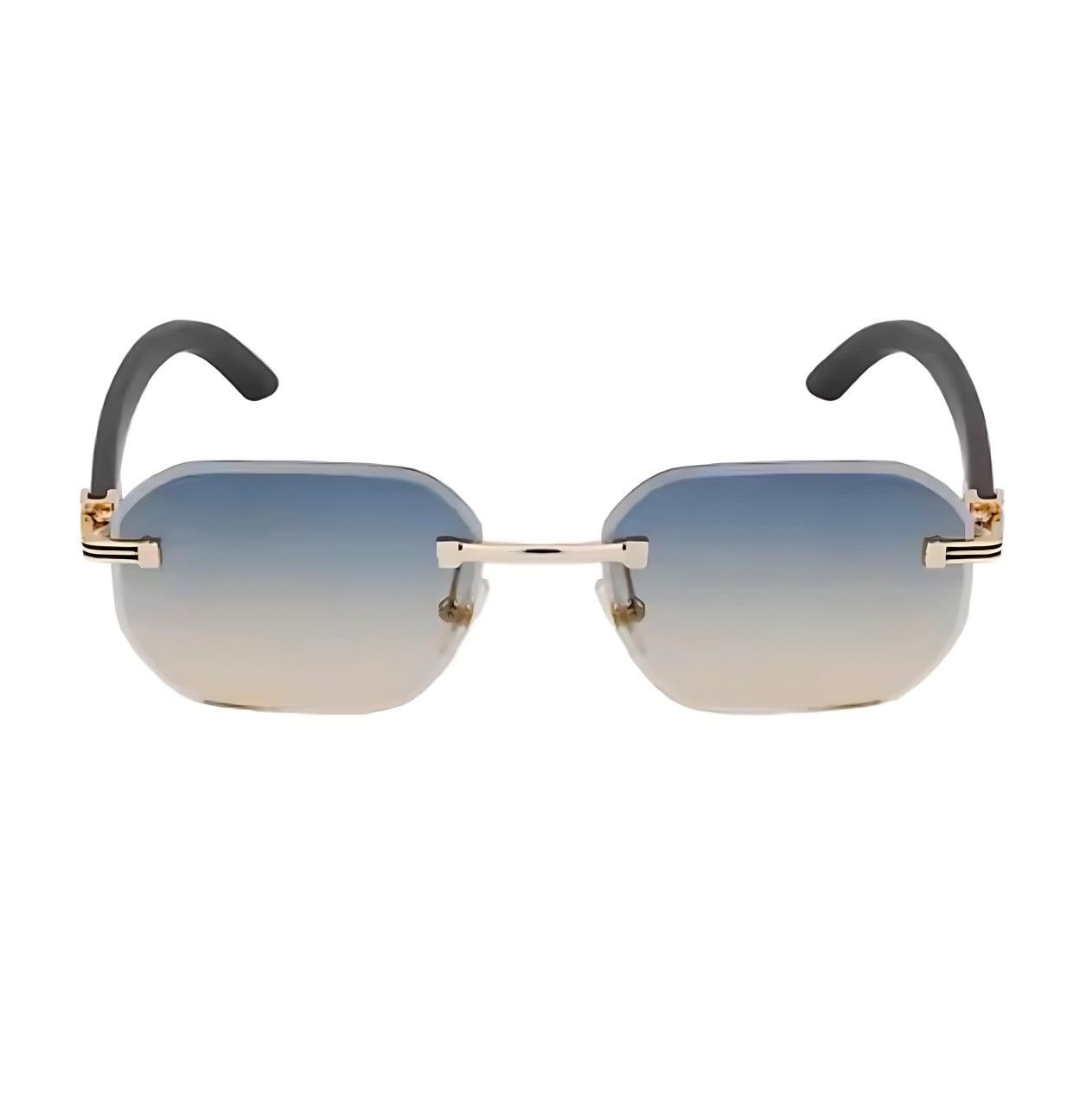 Other Rimless Square Gradient Sunglasses Luxury Metal Wood Grain Size ONE SIZE - 2 Thumbnail