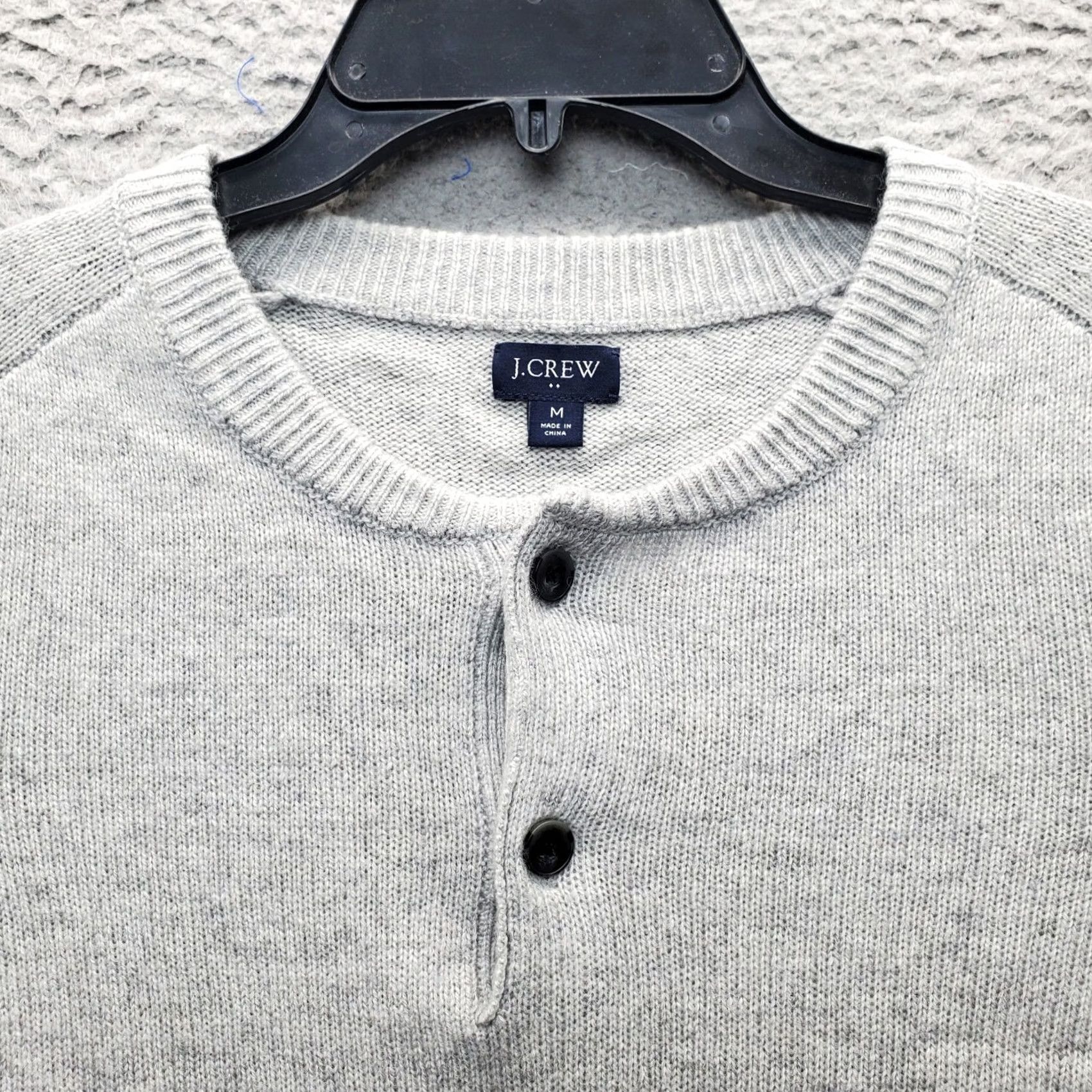 J.Crew J.CREW Henley Sweater: Mens Size M Gray Lambswool Knitted Raglan Pullover Shirt Size US M / EU 48-50 / 2 - 7 Thumbnail
