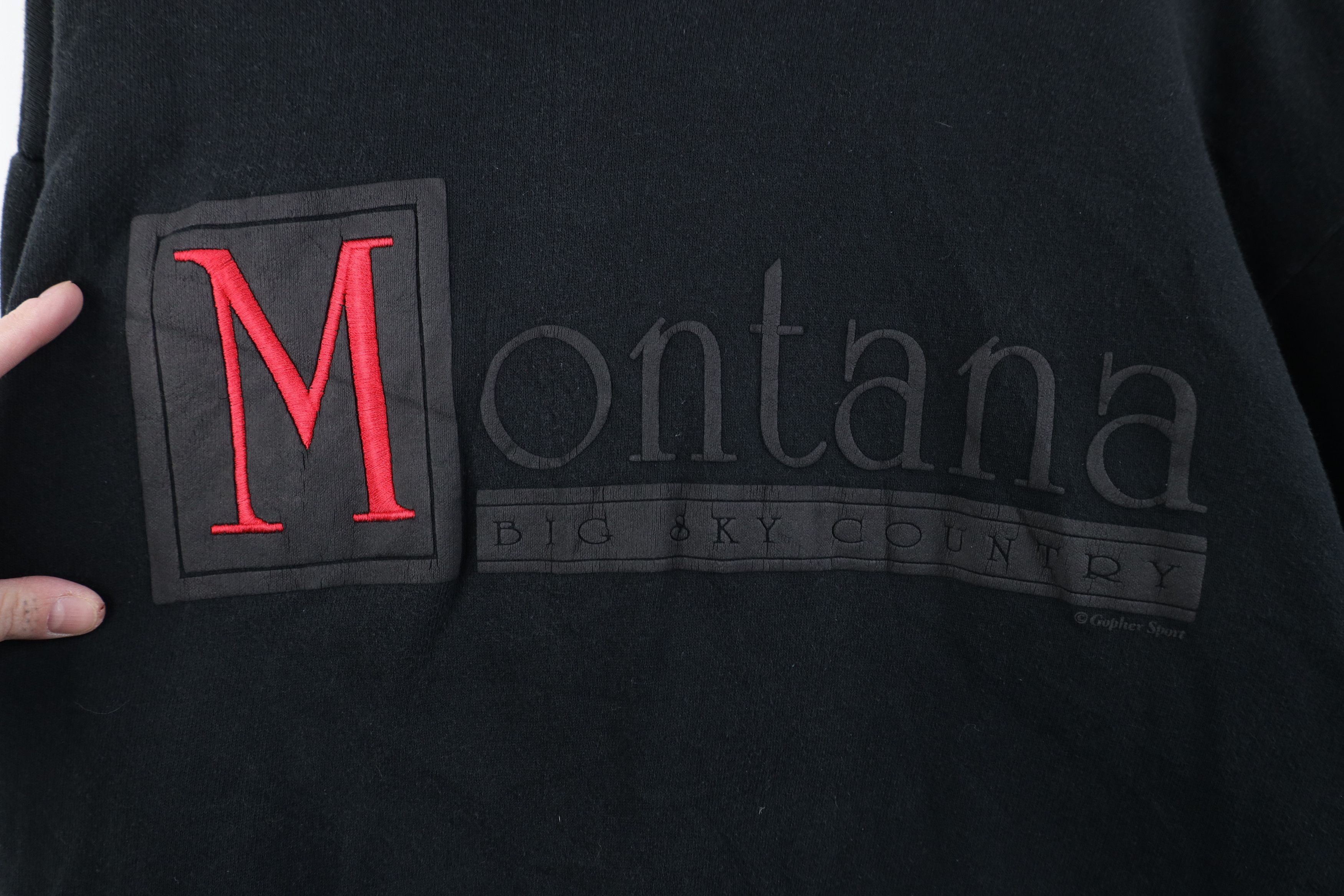 Vintage Vintage 90s Montana Big Sky Turtleneck Sweatshirt Black USA Size L / US 10 / IT 46 - 4 Thumbnail