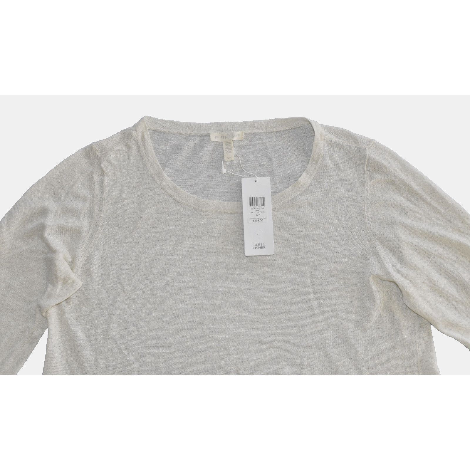 Eileen Fisher NWT EILEEN FISHER Bone Org Linen Crepe Knit Tunic Top S $238 Size S / US 4 / IT 40 - 5 Thumbnail