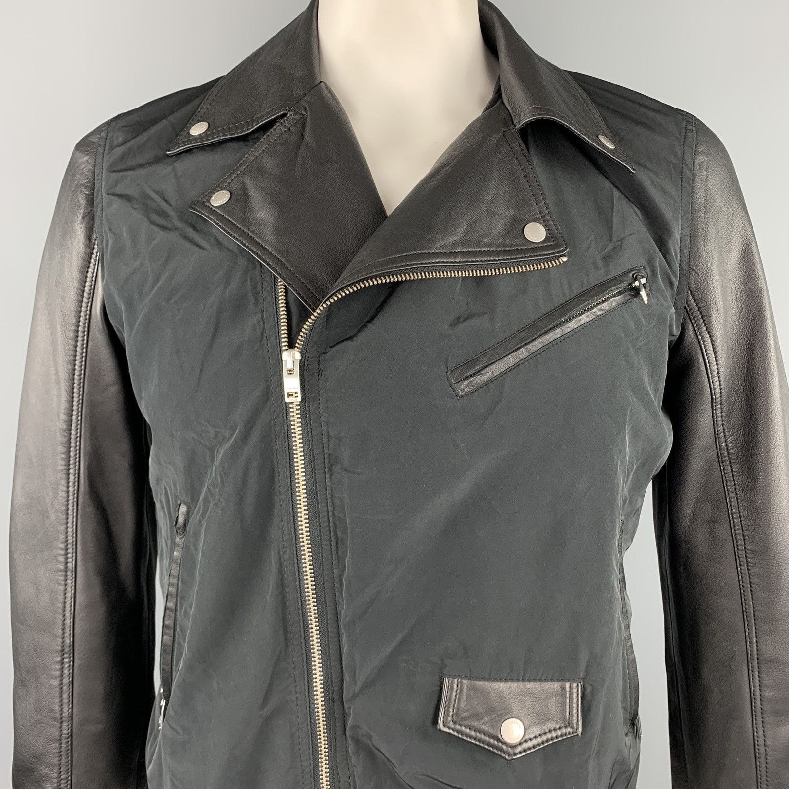 Lindberg J. LINDEBERG Size L Black Mixed Materials Nylon Biker Jacket Size US L / EU 52-54 / 3 - 2 Thumbnail