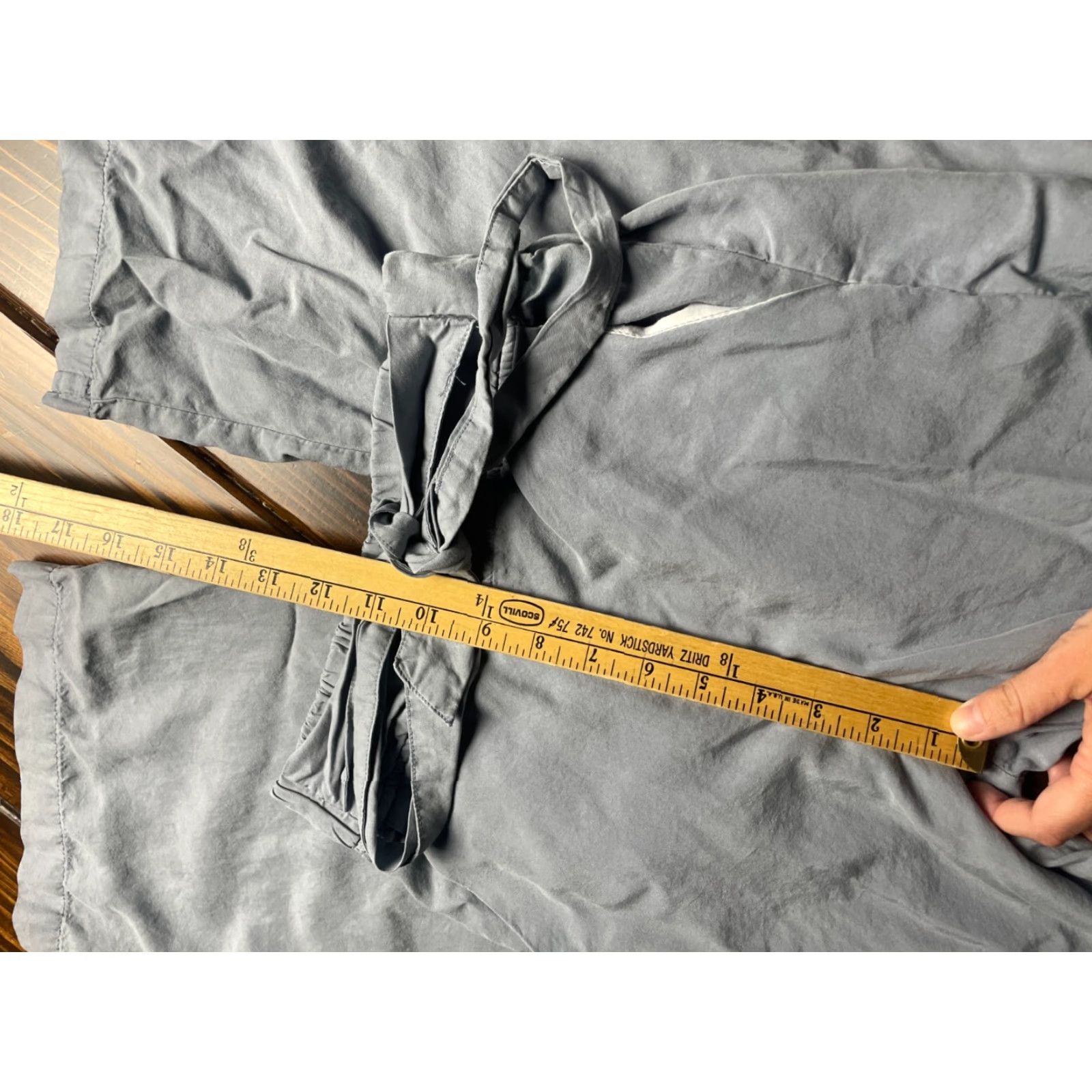Vintage Thread+Supply Casual Pants Women's XXS Bluish Gray Flat Front Waist Tie II Size 24" / US 00 / IT 34 - 6 Thumbnail