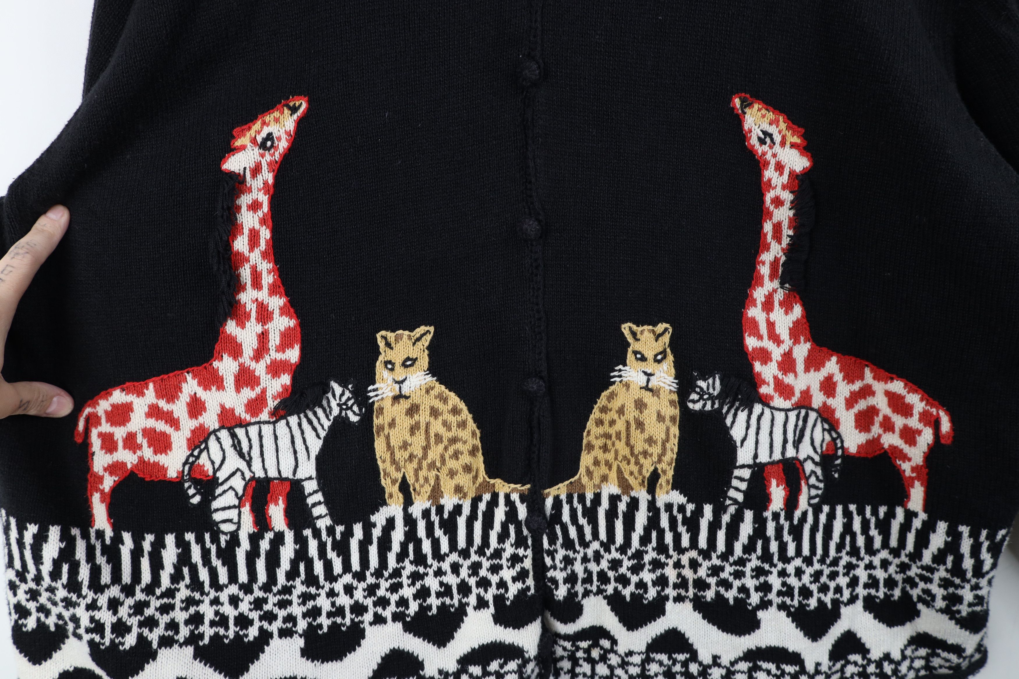 Vintage Vintage 90s Streetwear Animal Safari Knit Cardigan Sweater Size 3XL / US 20-22 - 4 Thumbnail