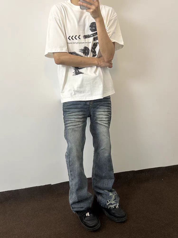 Designer × Jean × Vintage High street Y2K hip hop baggy micro flare jeans Size US 30 / EU 46 - 4 Thumbnail