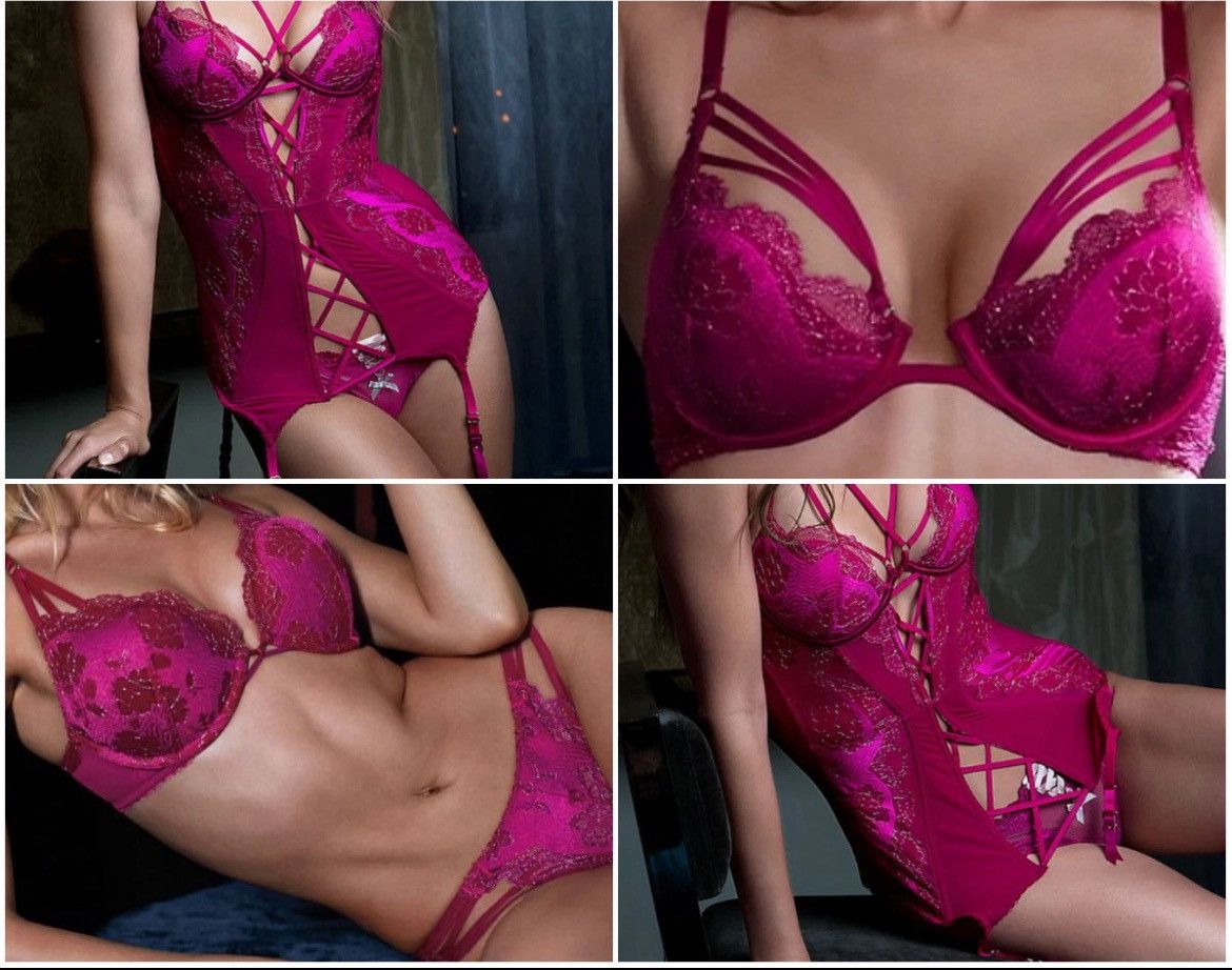Victoria's Secret Victoria's Secret 34B Fuchsia Lace Chemise Size ONE SIZE - 3 Thumbnail