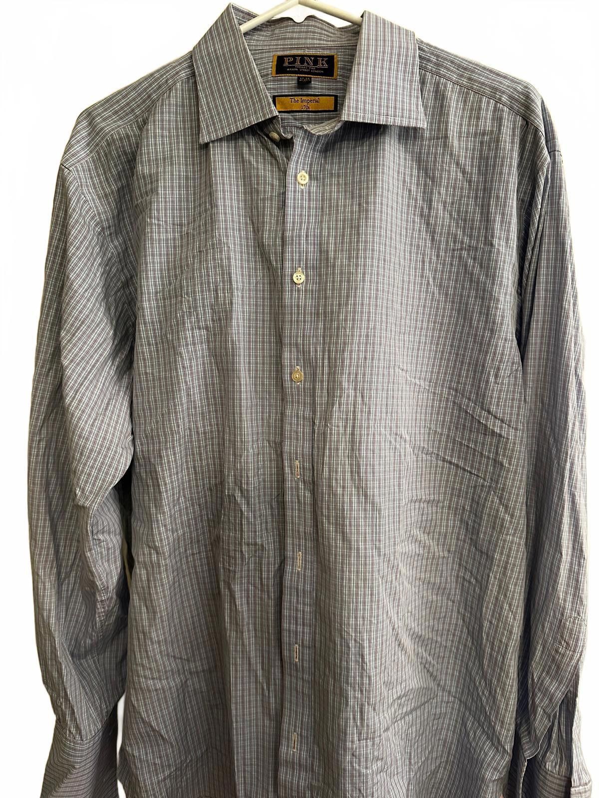 Thomas Pink Thomas Pink French Cuff Dress Shirt Blue Check Large Size 42R - 2 Thumbnail