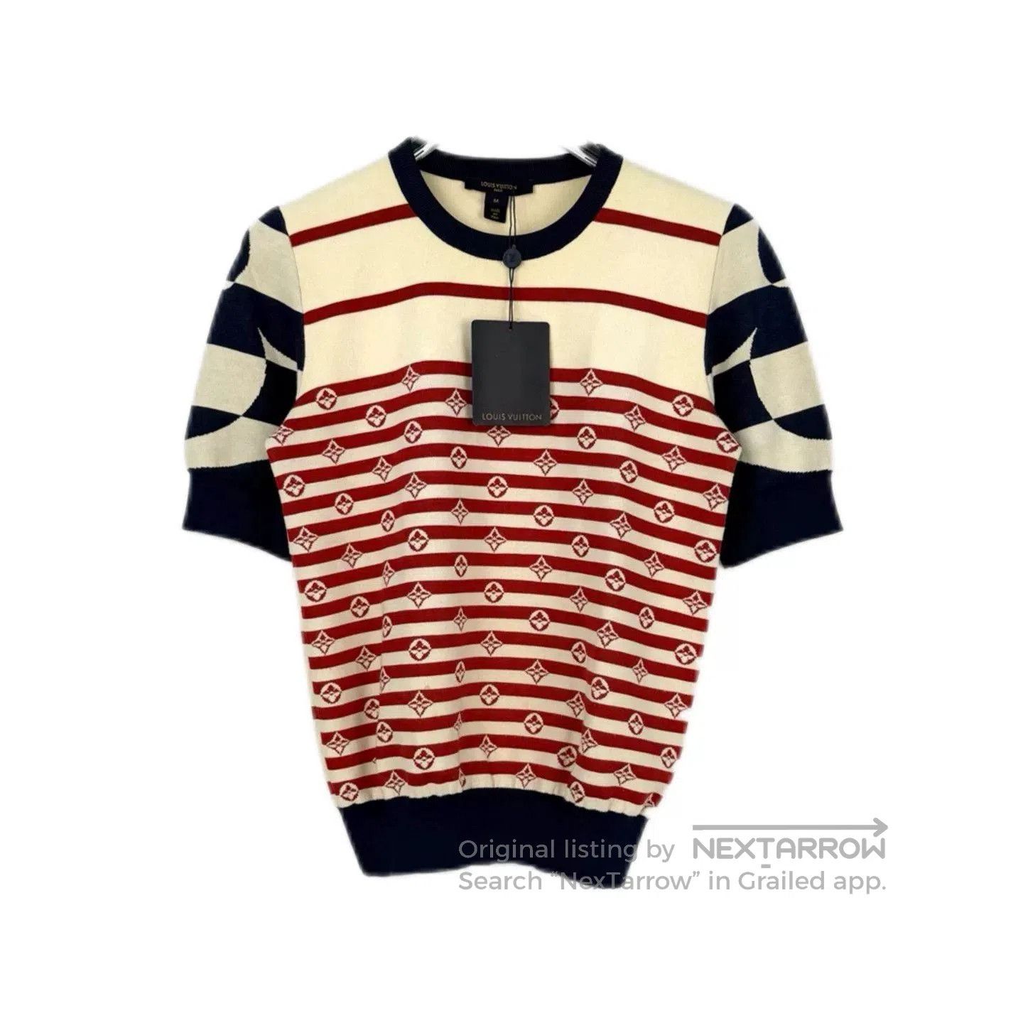 Louis Vuitton LV Red Blue White Stripe Logo Knit Top. Size US M / EU 48-50 / 2 - 1 Thumbnail