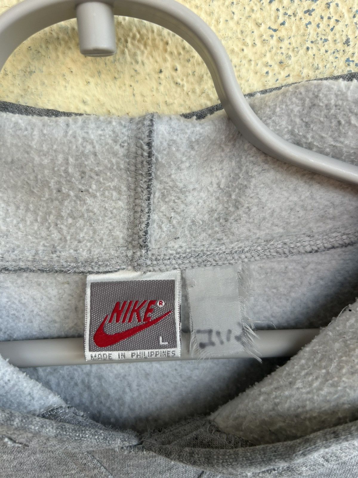 Nike × Vintage Vintage Nike Grey Tag Big Swoosh Hoodie Size US L / EU 52-54 / 3 - 9 Thumbnail