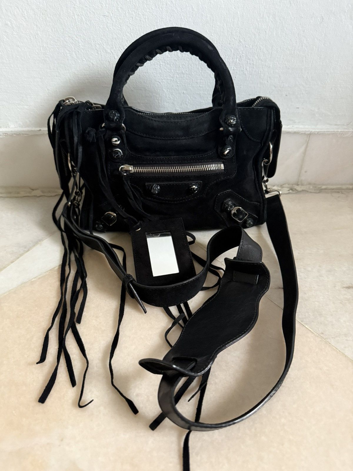 Balenciaga Balenciaga Classic Mini City Black Suede bag Size ONE SIZE - 6 Thumbnail