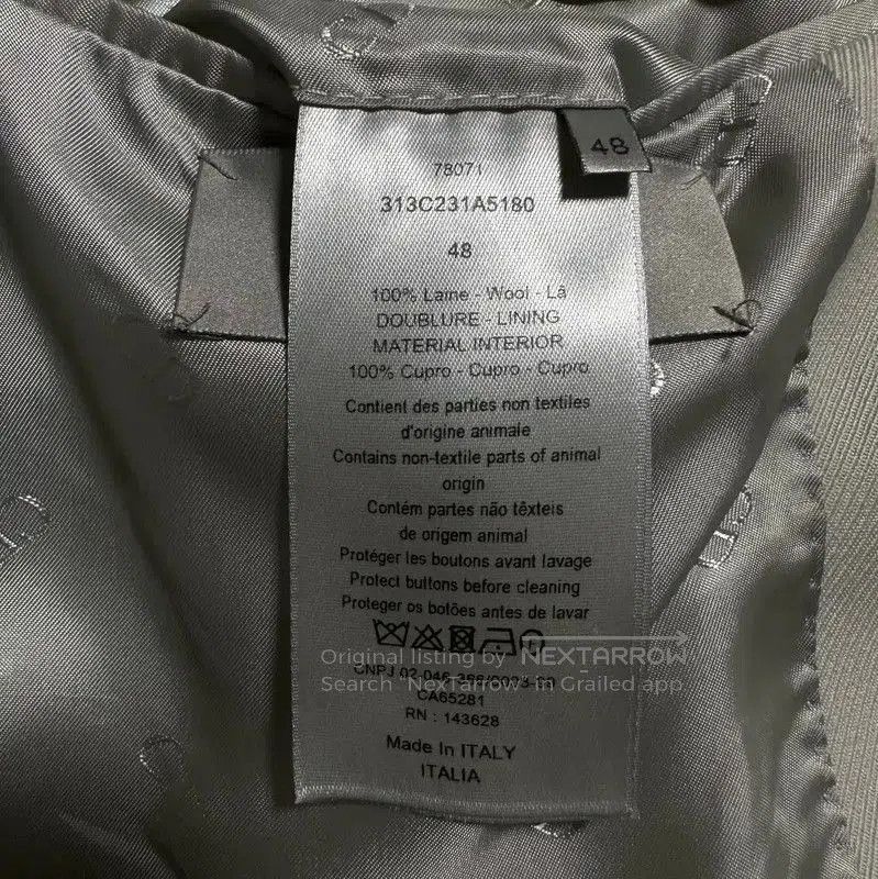 Dior Dior Men's Long Sleeve Silver Wool Jacket . Size US L / EU 52-54 / 3 - 5 Thumbnail