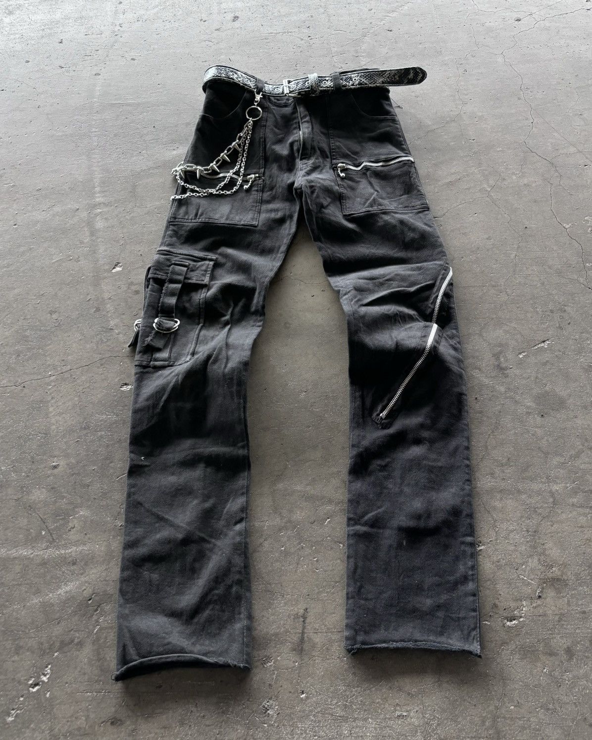14th Addiction × Japanese Brand × KMRii Tokyo Punker Cargo Multi Zip Up Pants Size US 28 / EU 44 - 1 Thumbnail