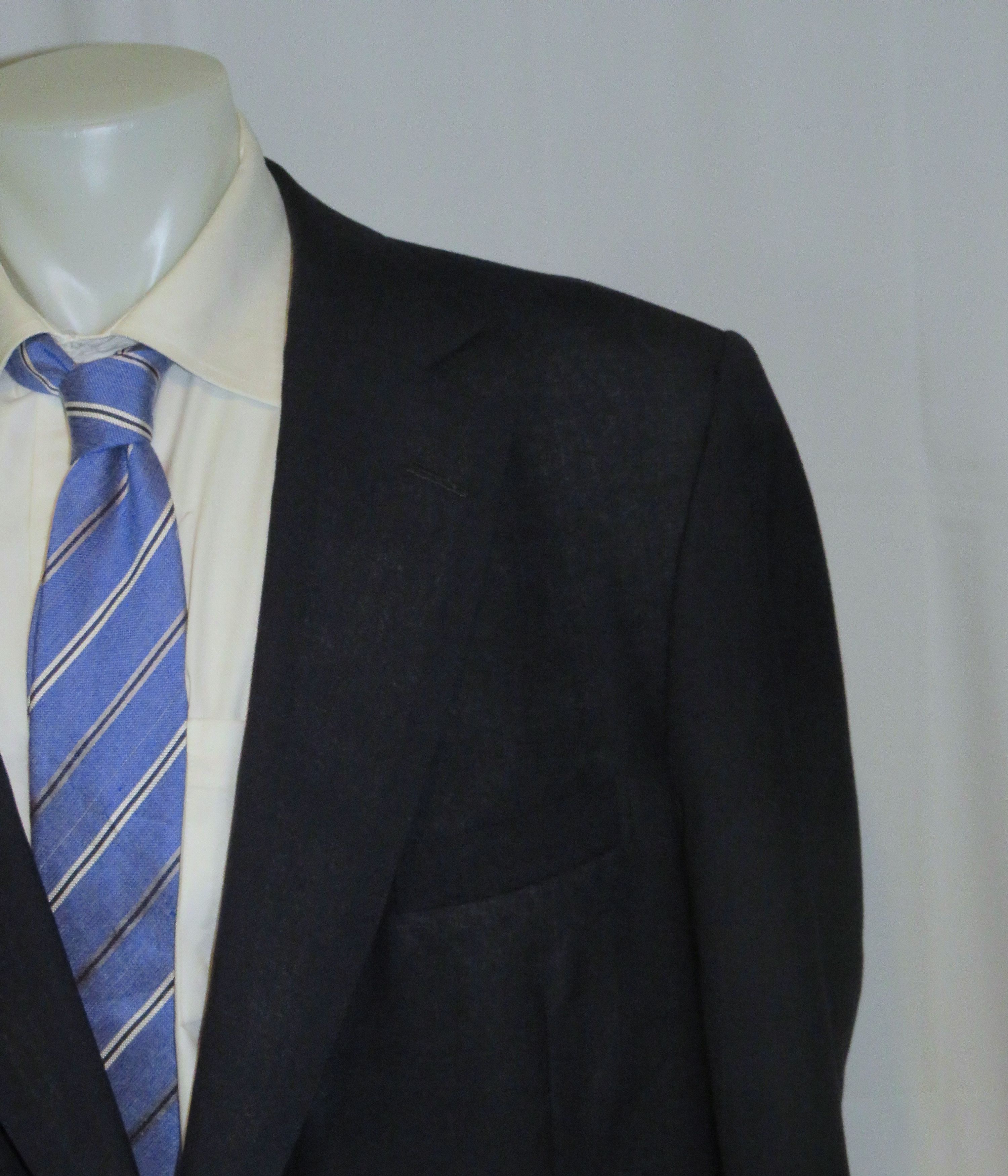 Henry Poole × Savile Row Bespoke Navy Blue Gold Button Blazer 46XL Size 46L - 3 Thumbnail