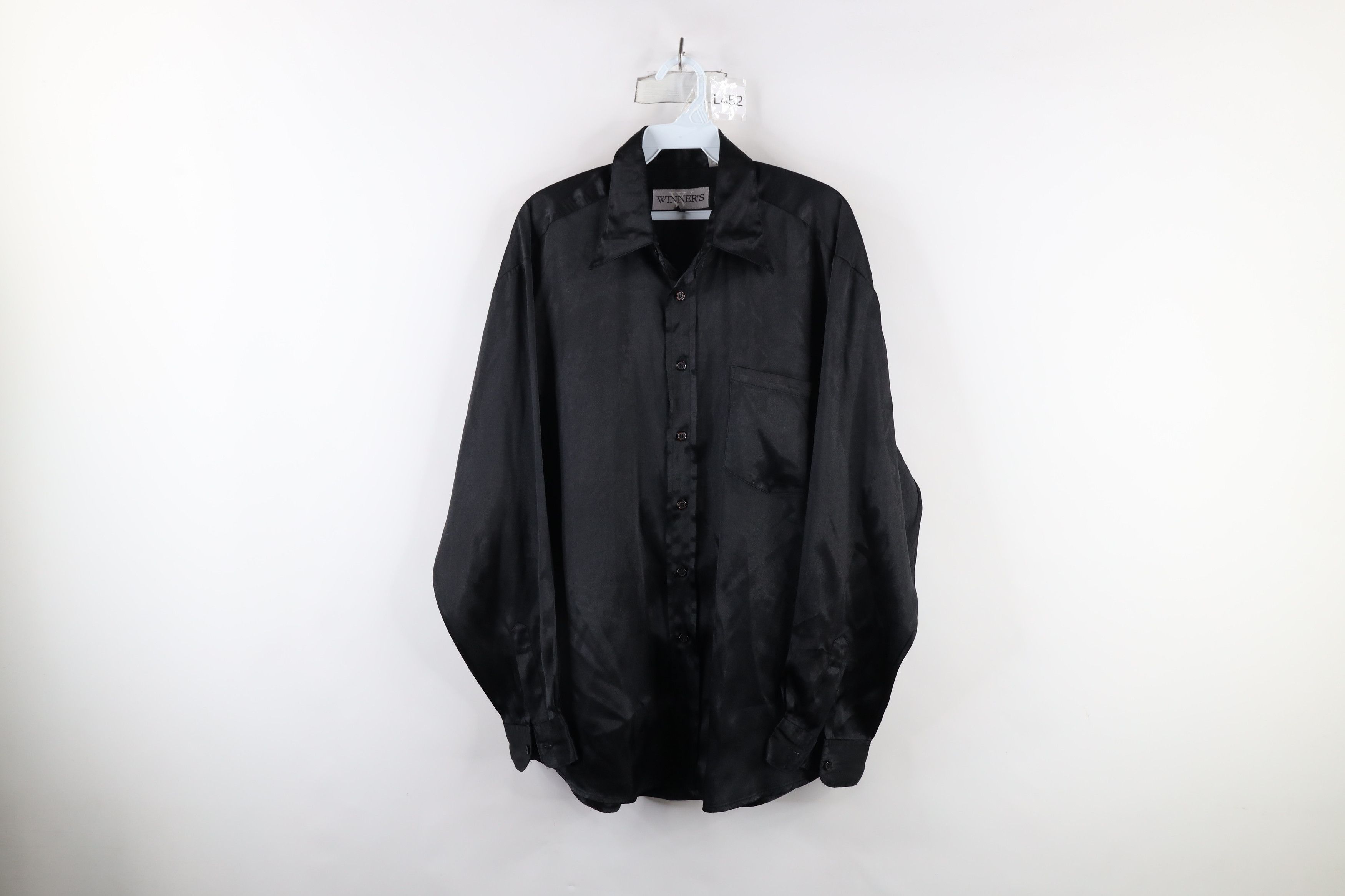 Vintage Vintage 90s Streetwear Polyester Collared Button Shirt Black Size US M / EU 48-50 / 2 - 1 Thumbnail