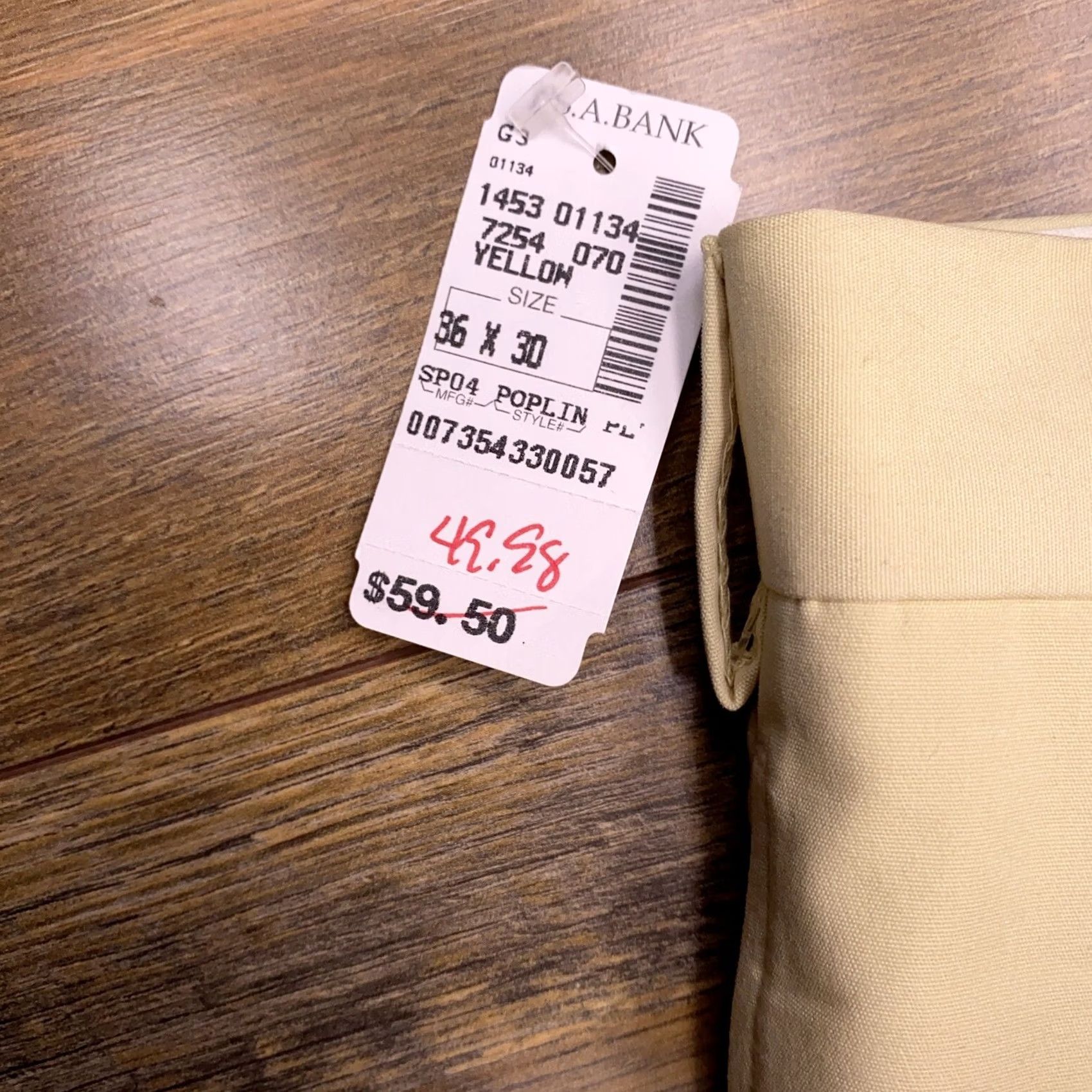 Jos. A. Bank Jos. A. Bank Pants Mens 36x30 Yellow Dress Pants Regular Straight 60% Cotton 40% Polyester Size US 36 / EU 52 - 4 Thumbnail