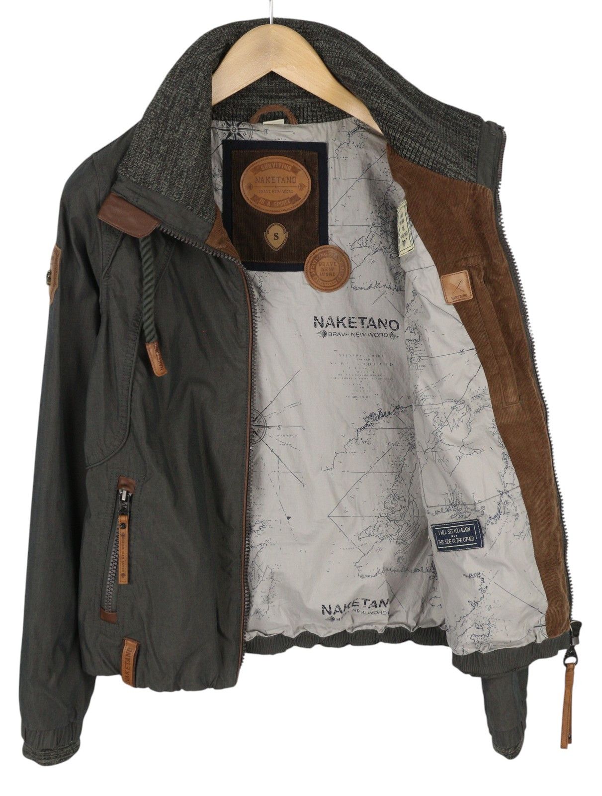 Naketano S Grey High Neck Lined Pockets Lightweight 86447 Size S / US 4 / IT 40 - 3 Thumbnail