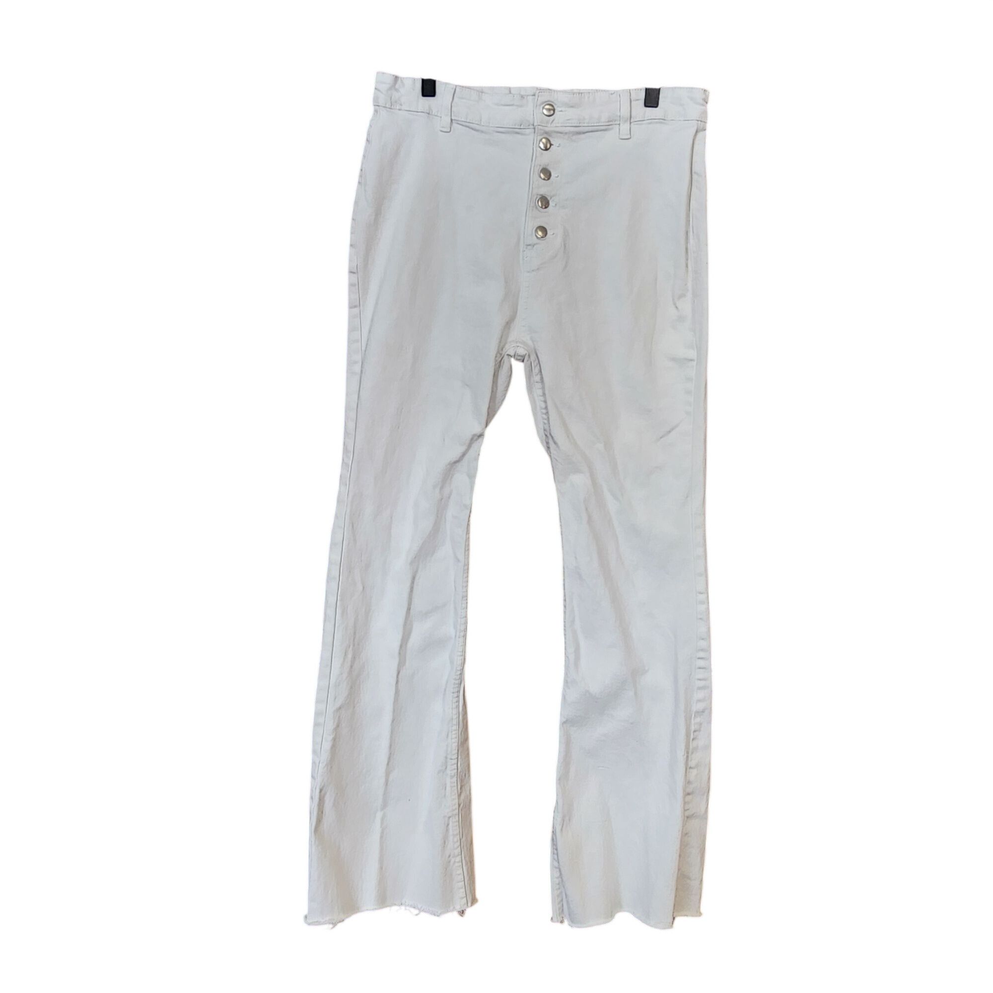 Forever 21 Forever 21 High Waisted White Button Fly Flare Jeans raw hem Size 30" / US 8 / IT 44 - 1 Thumbnail