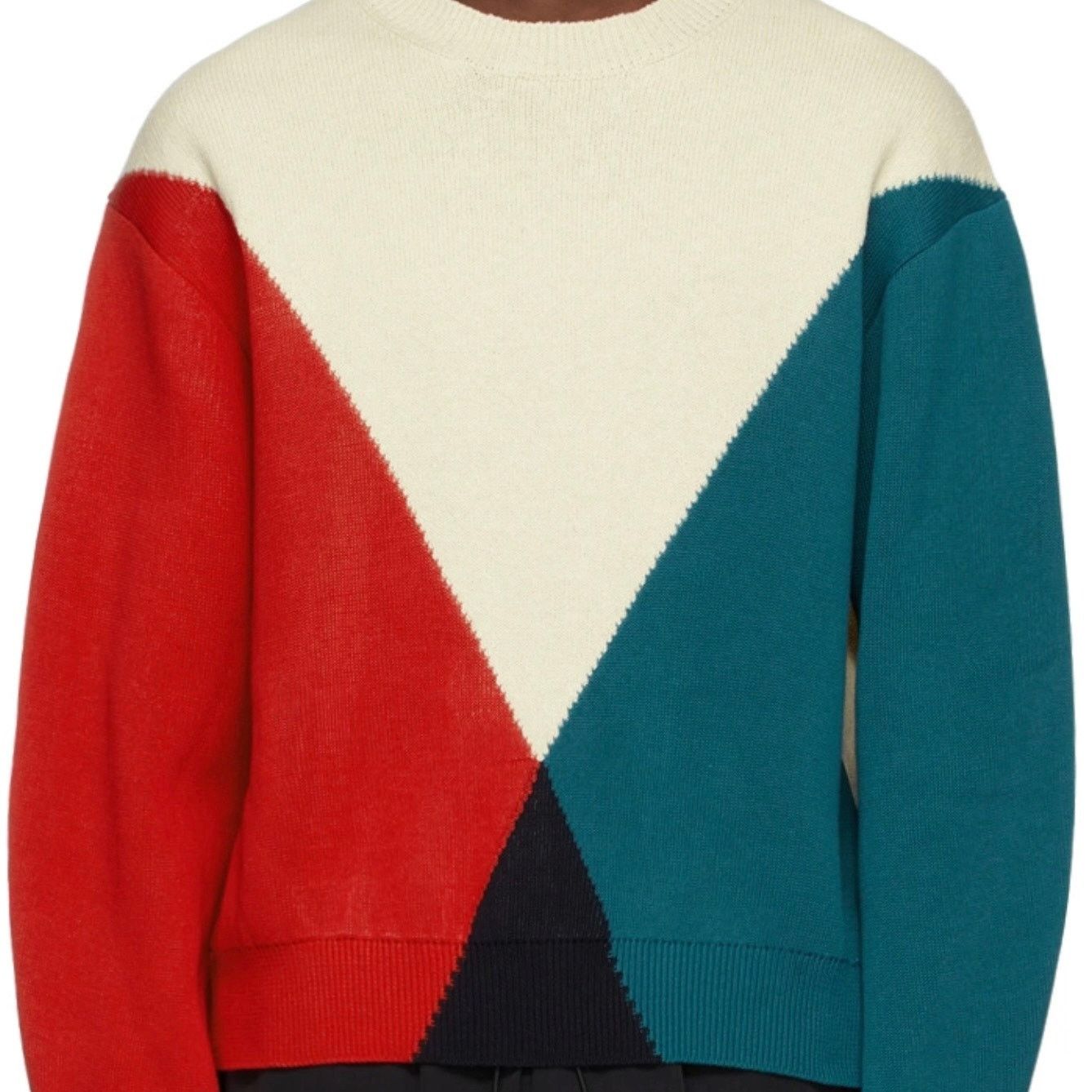 Jil Sander JIL SANDER: Men's Colorblock Cotton/Wool Sweater - 46 (S) Size US S / EU 44-46 / 1 - 1 Thumbnail