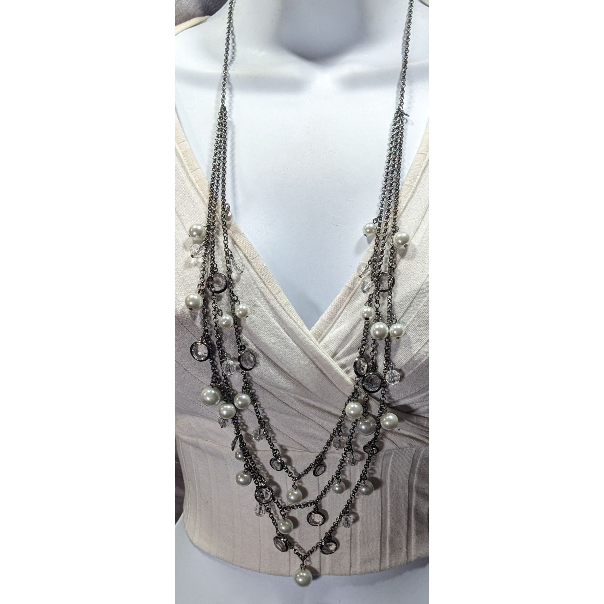 Other Glam Goth Faux Pearl And Gem Accent Multilayer Necklace Size ONE SIZE - 2 Thumbnail