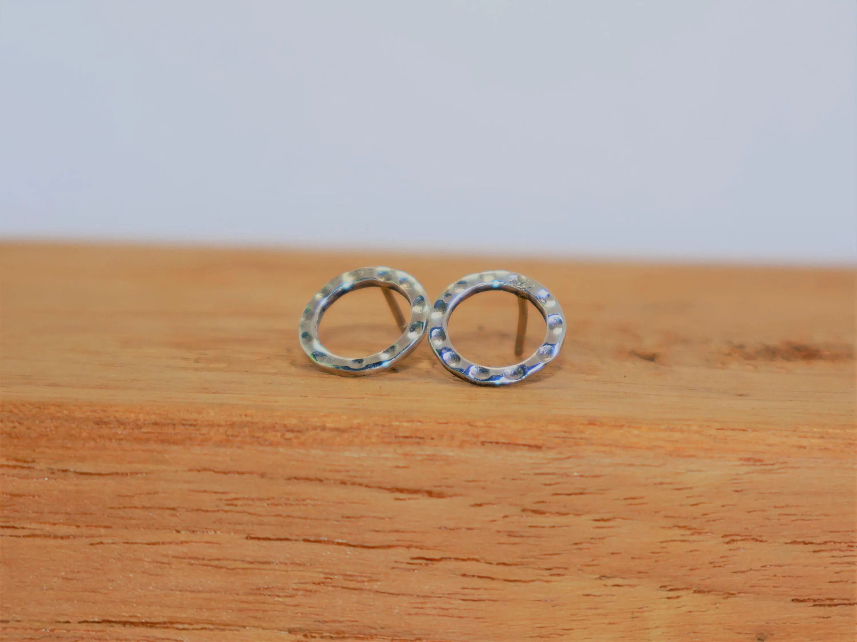 Handmade Open Circle Round Studs, 925 Silver Handmade Women Earrings, Size ONE SIZE - 2 Thumbnail