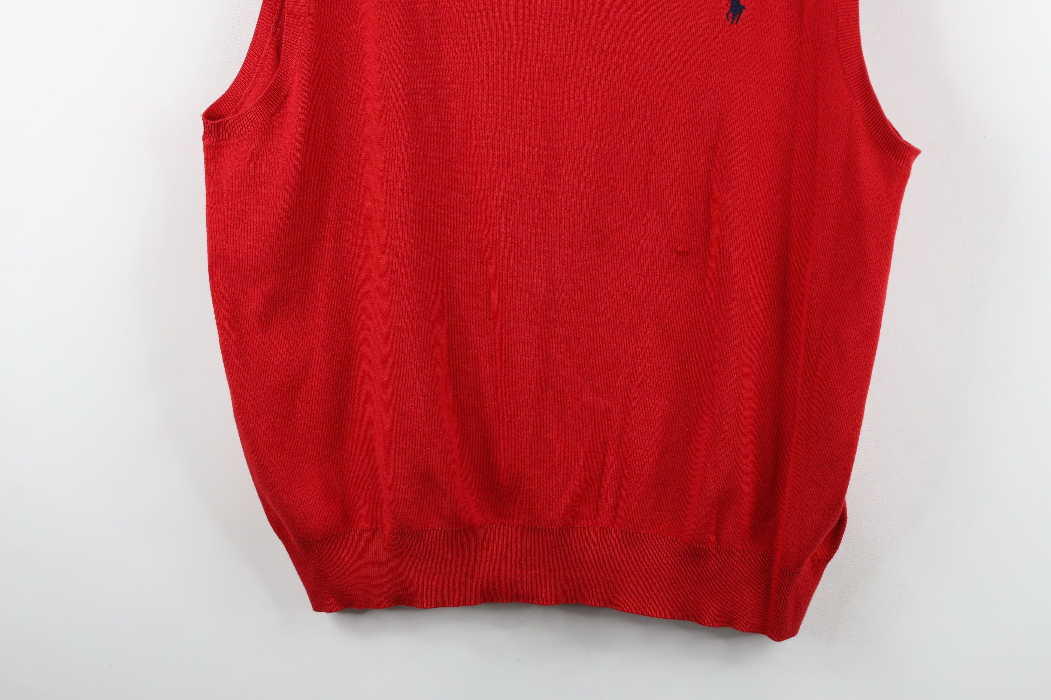 Ralph Lauren Vintage 90s Ralph Lauren Cotton Knit V-Neck Sweater Vest Red Size US XXL / EU 58 / 5 - 3 Thumbnail