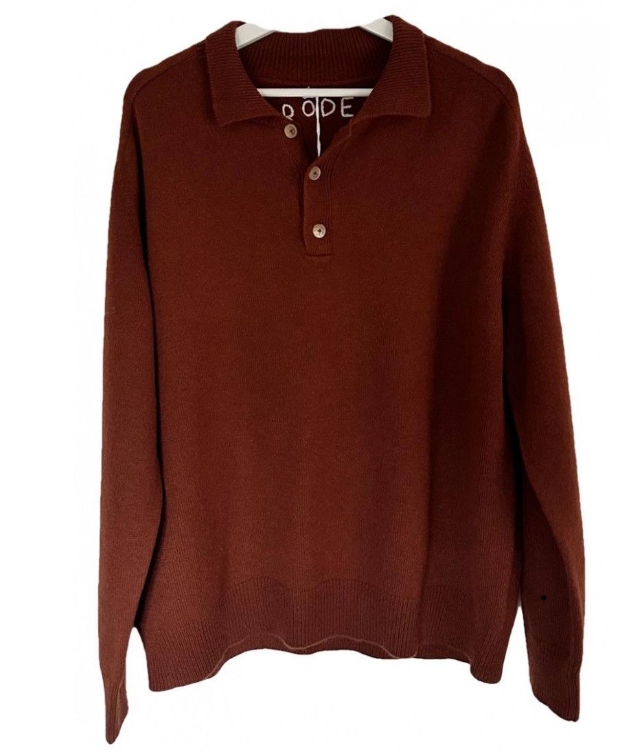 Brown Cashmere Polo Sweater