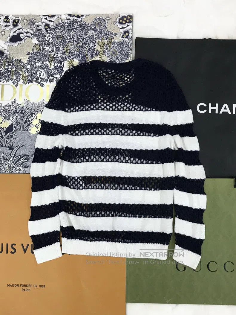Dior Dior Colour-blocked striped fishnet sweater Size S / US 4 / IT 40 - 2 Thumbnail