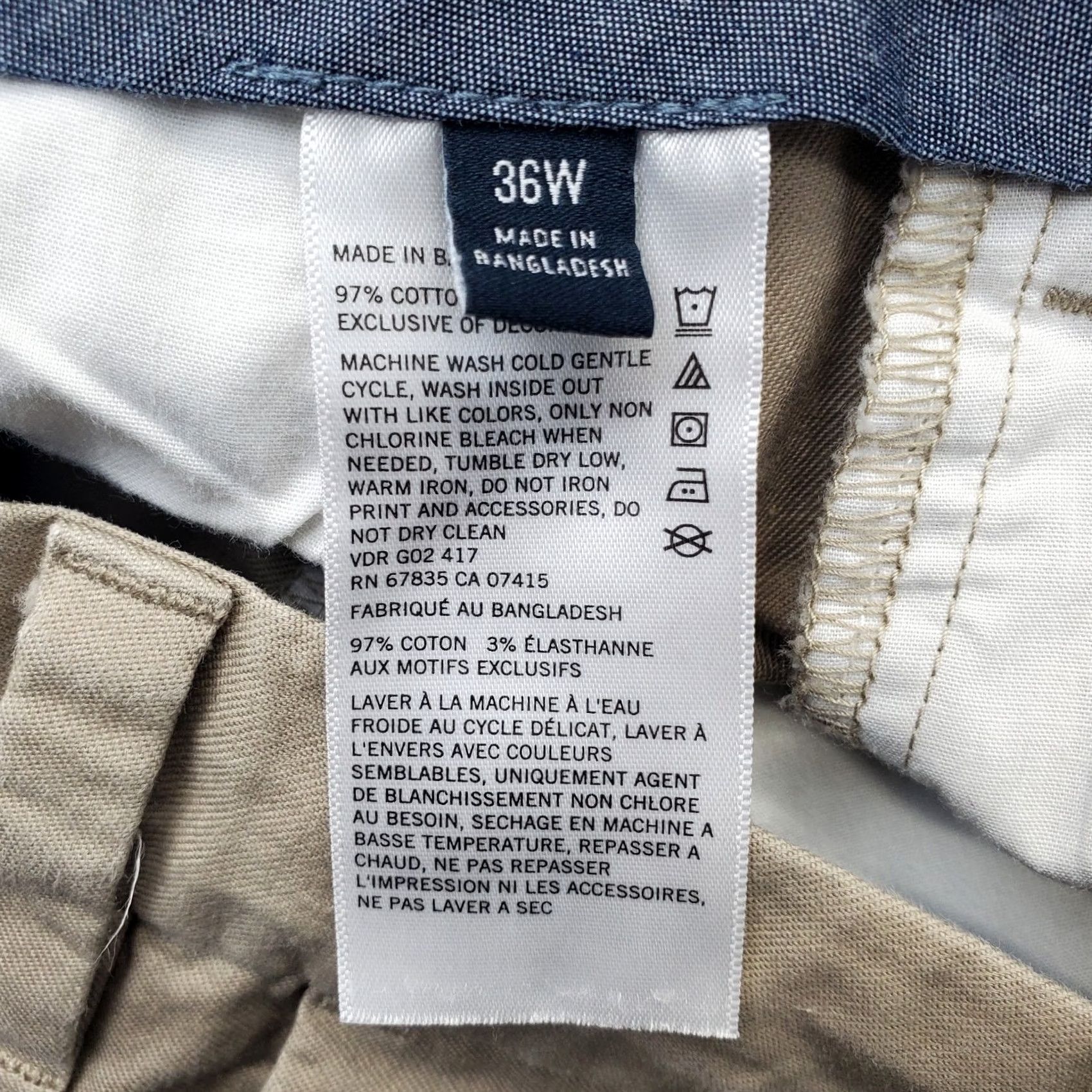 Nautica Nautica Chino Shorts Mens 36W Tan Cotton Slash Pockets Low Waist Comfort Fit Size US 36 / EU 52 - 7 Thumbnail