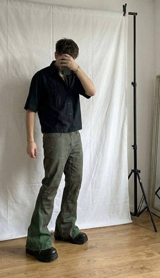 Japanese Brand rare flared khaki jeans bootcut Size US 34 / EU 50 - 3 Thumbnail