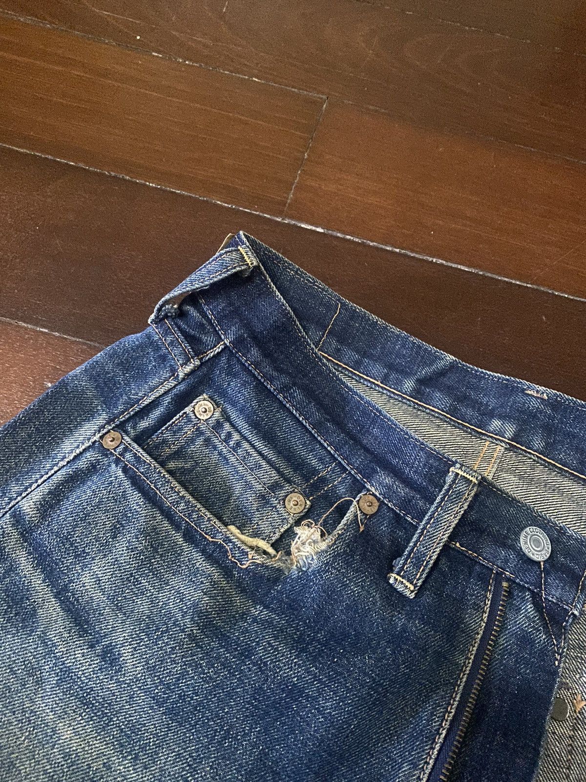 Denime FIRE VINTAGE DENIME JAPAN BRAND FLARE JEANS DISTRESSED RIP Size US 32 / EU 48 - 12 Thumbnail