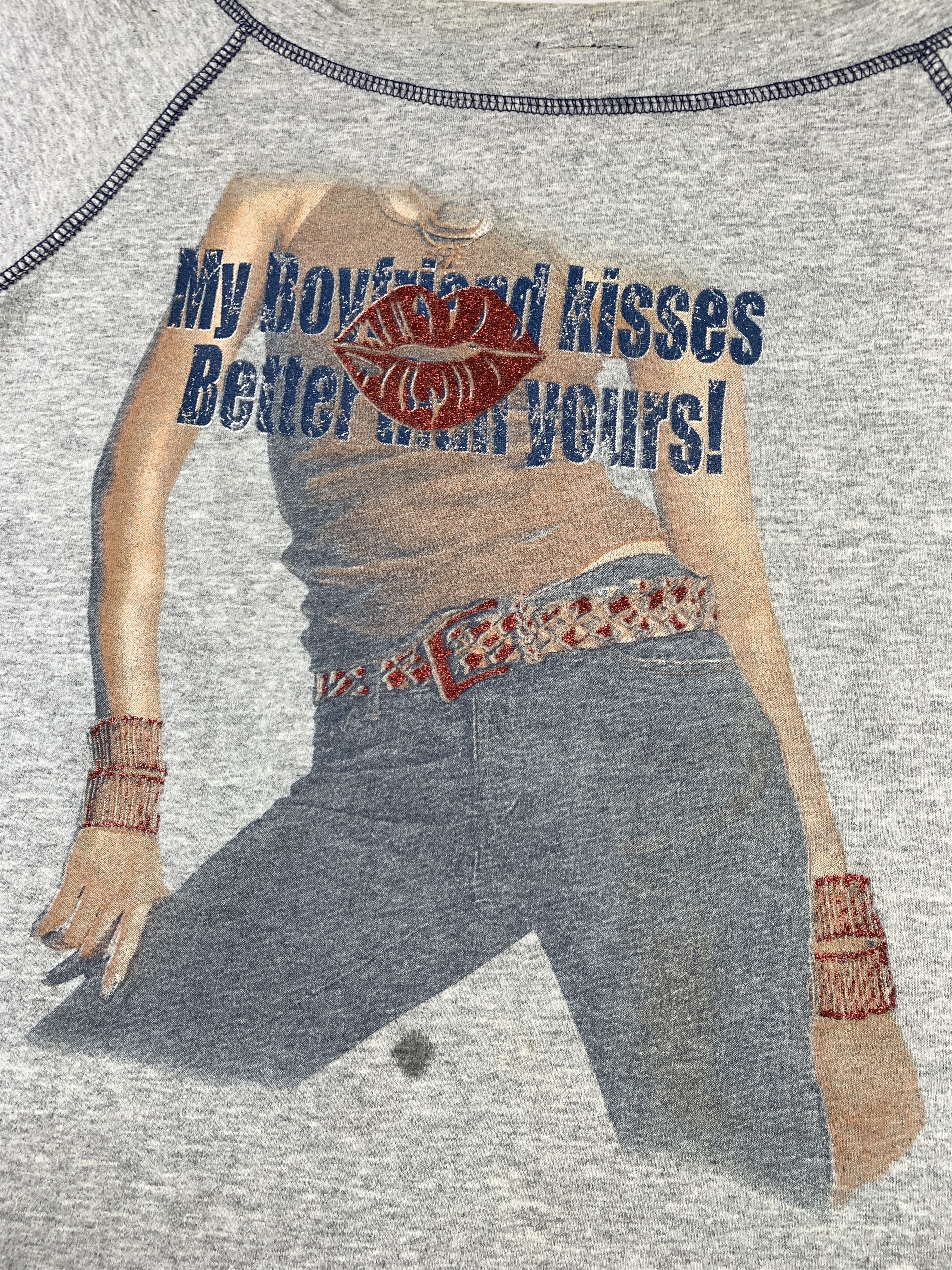 Japanese Brand YagiUSA Gray Quotes Graphic Off-shoulders Tee (M) Size M / US 6-8 / IT 42-44 - 5 Thumbnail