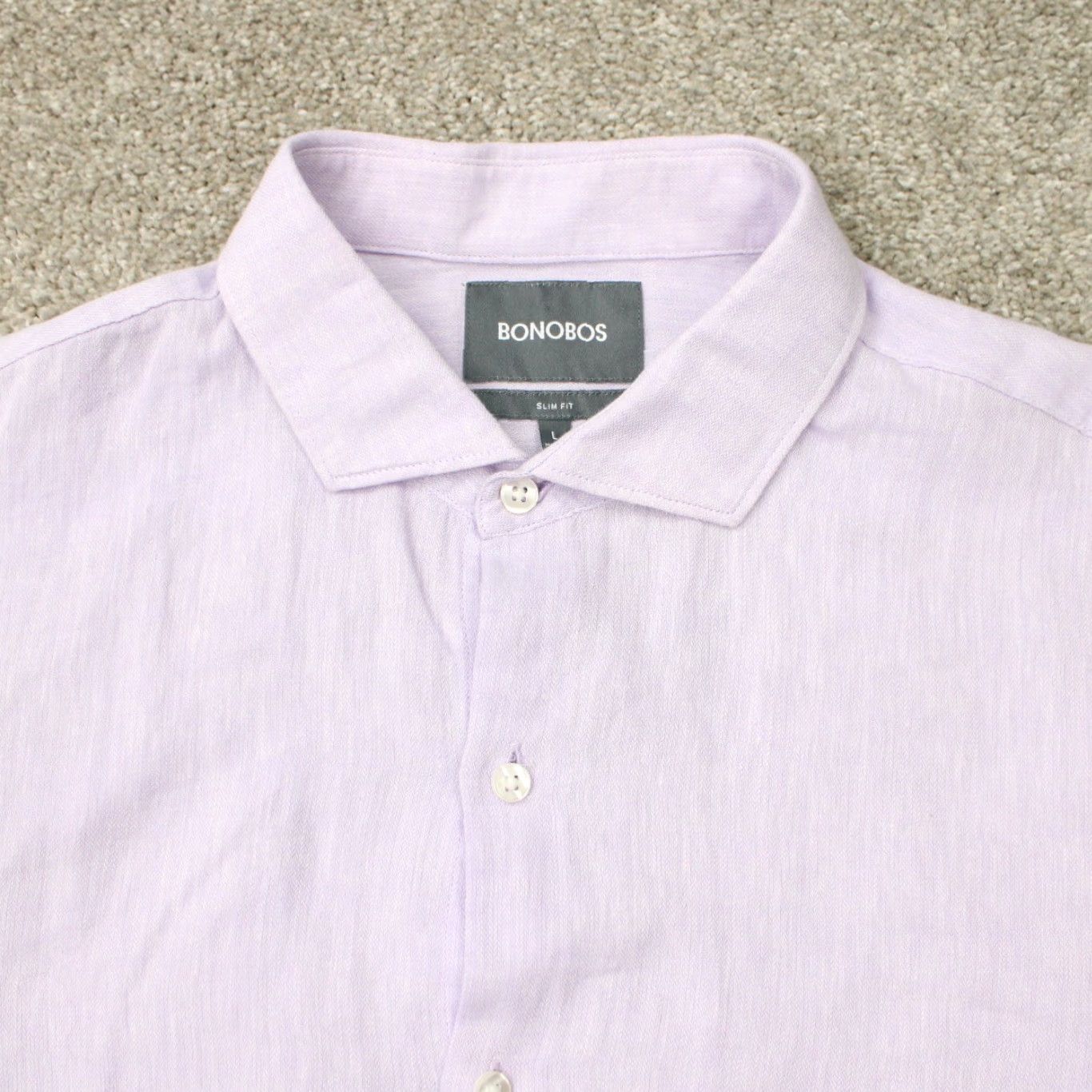 Bonobos Bonobos Shirt Mens Large Pink Slim Fit Linen/Cotton Long Sleeve Cutaway Collar Size US L / EU 52-54 / 3 - 6 Thumbnail