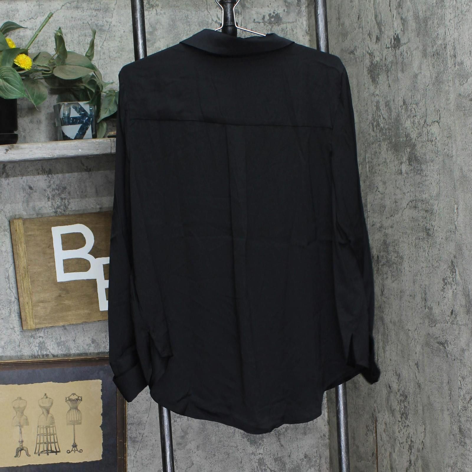 Other Nwt Rafaella Satin Long Sleeve Button-down Blouse Black 1x Size XL / US 12-14 / IT 48-50 - 2 Thumbnail