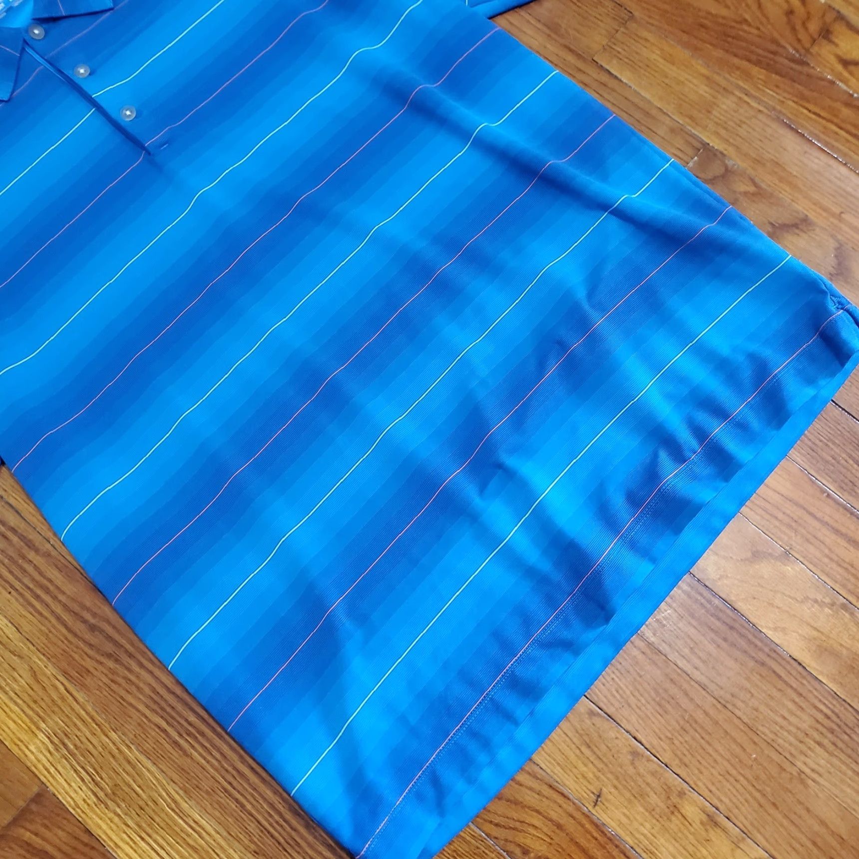 Nike Nike Golf Polo Shirt Mens Large Blue Striped Dri-Fit Stretch Pique Shirt Nike Brand Golf Model 256501-447 Size US L / EU 52-54 / 3 - 2 Thumbnail