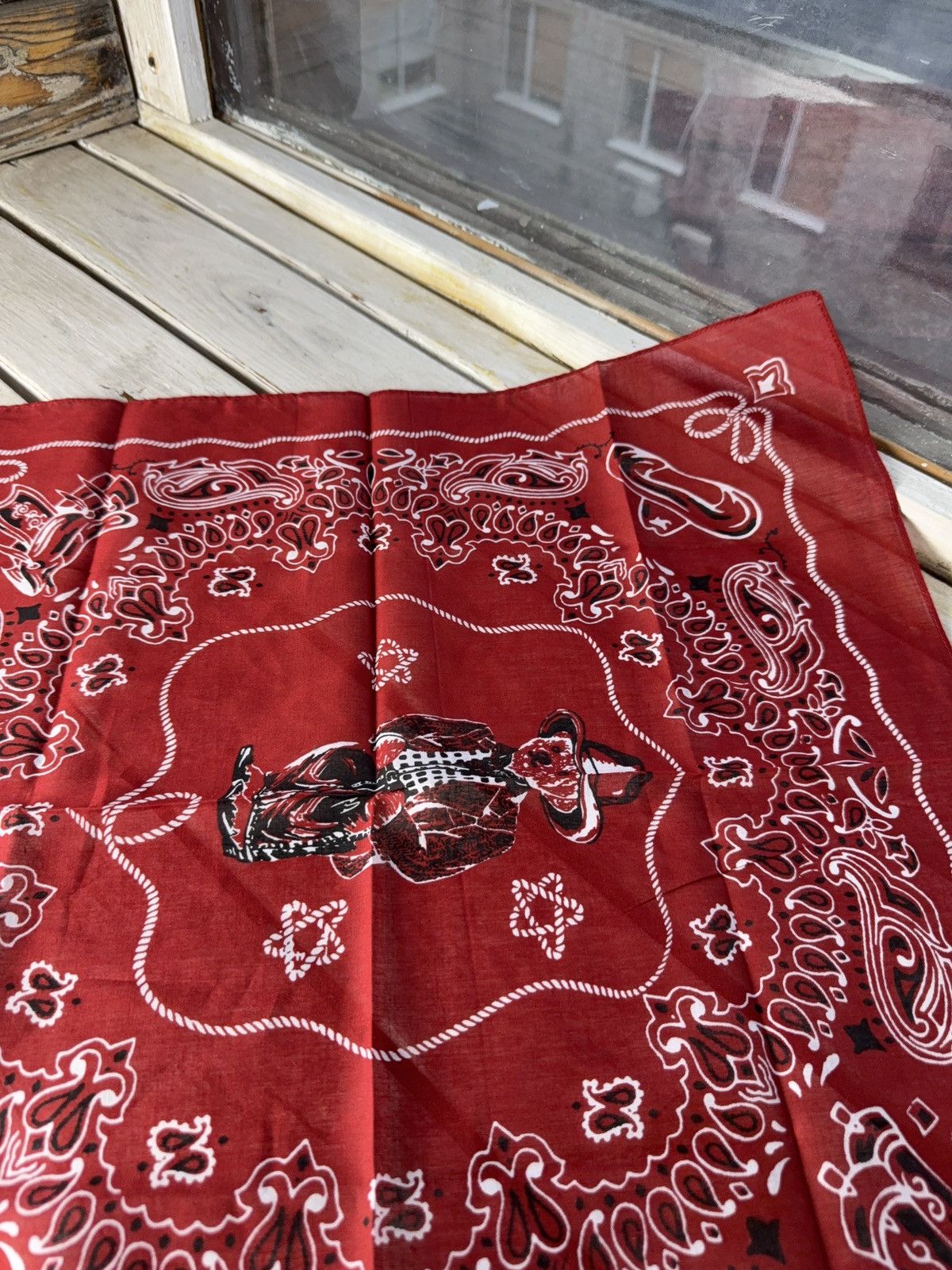 Polo Ralph Lauren 00s Ralph Lauren RL67 Cotton Red Cowboy Western Bandana Size ONE SIZE - 3 Thumbnail