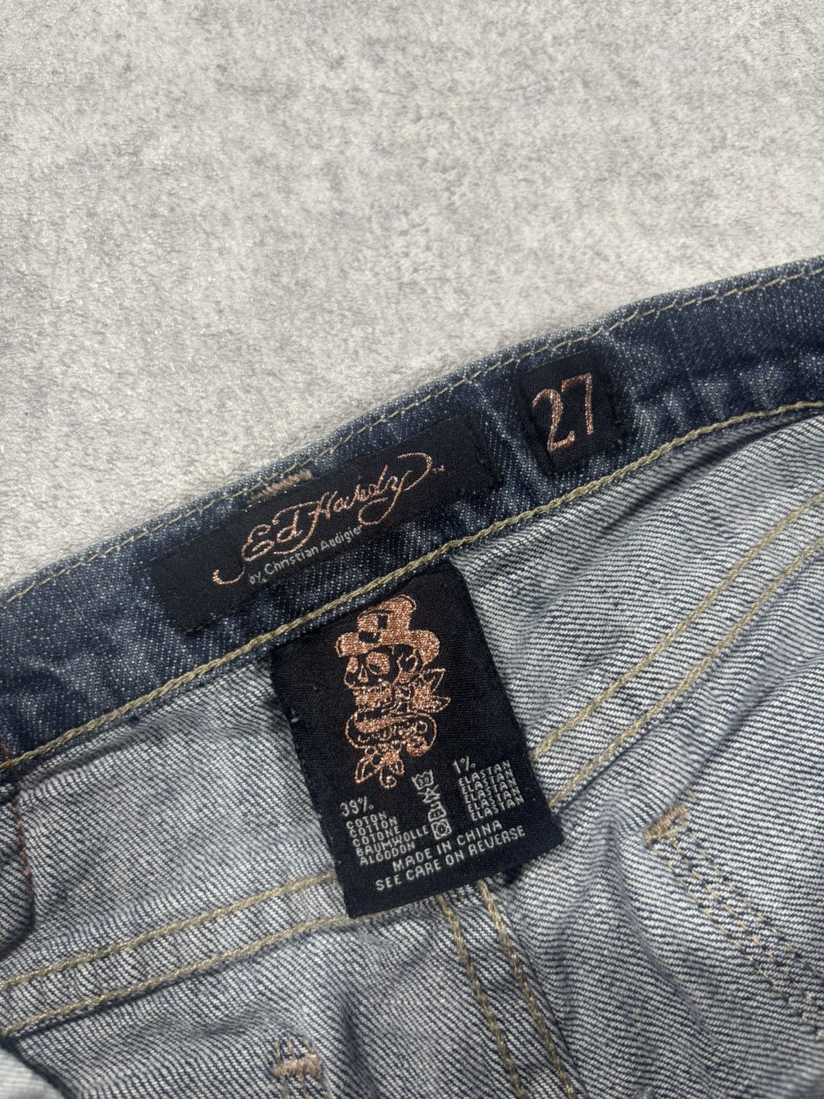 Ed Hardy Ed Hardy Low Rise Y2K Skull Roses Embroidered Denim Shorts Size 27" / US 4 / IT 40 - 8 Thumbnail