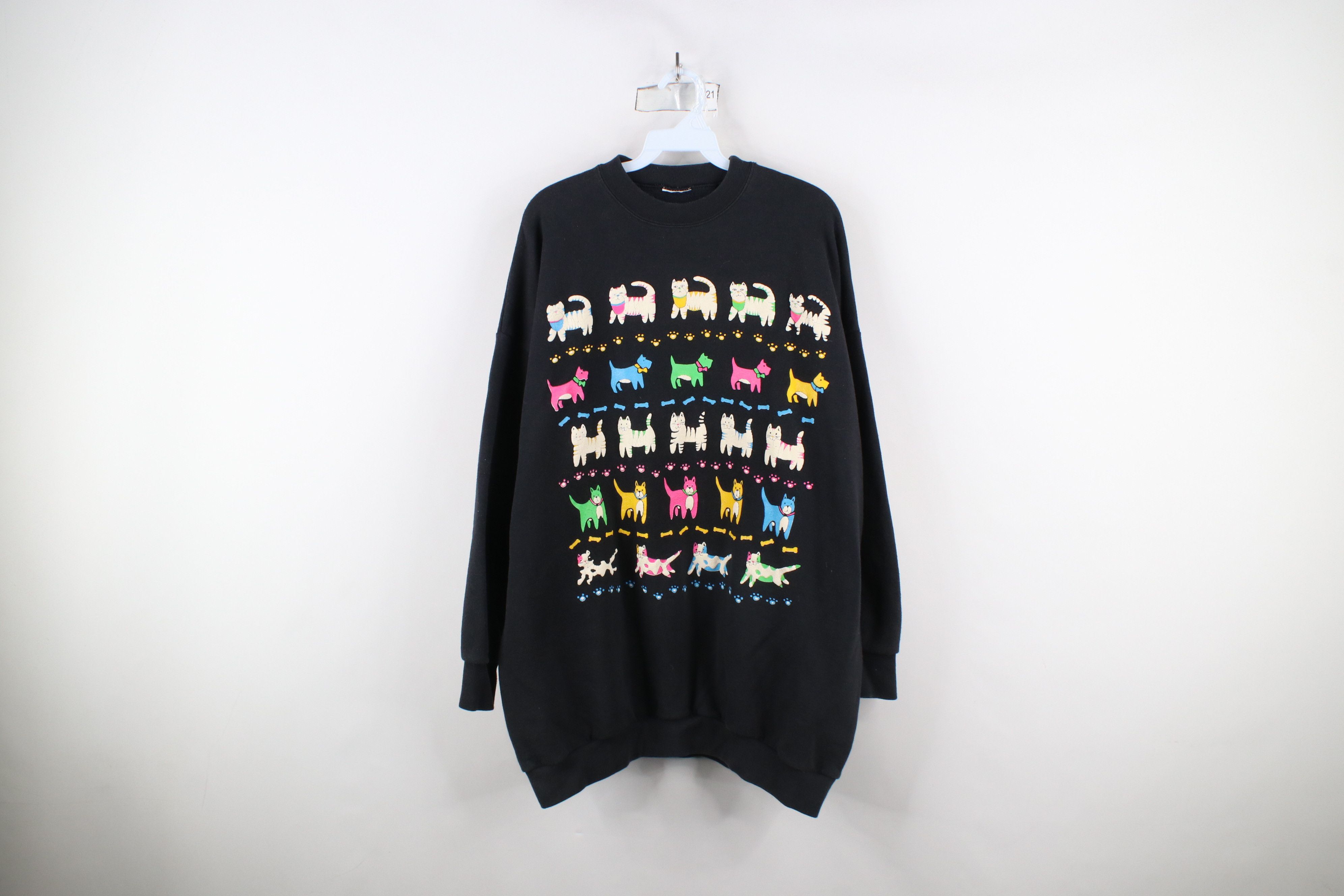 Vintage Vintage 90s Streetwear Cat Kitten Dog Crewneck Sweatshirt Size 3XL / US 20-22 - 1 Thumbnail