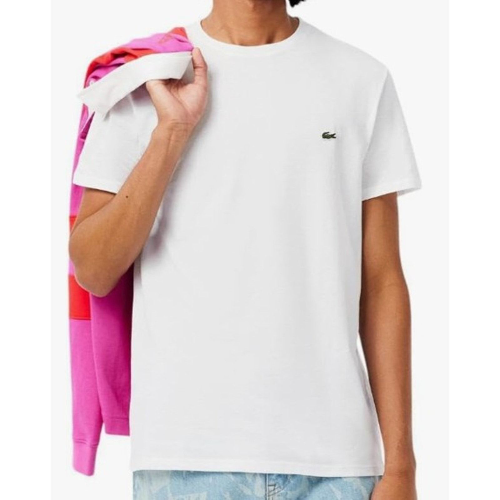Lacoste Lacoste Men's Cotton Pima Jersey T-Shirt White X-Large Size US XL / EU 56 / 4 - 1 Thumbnail