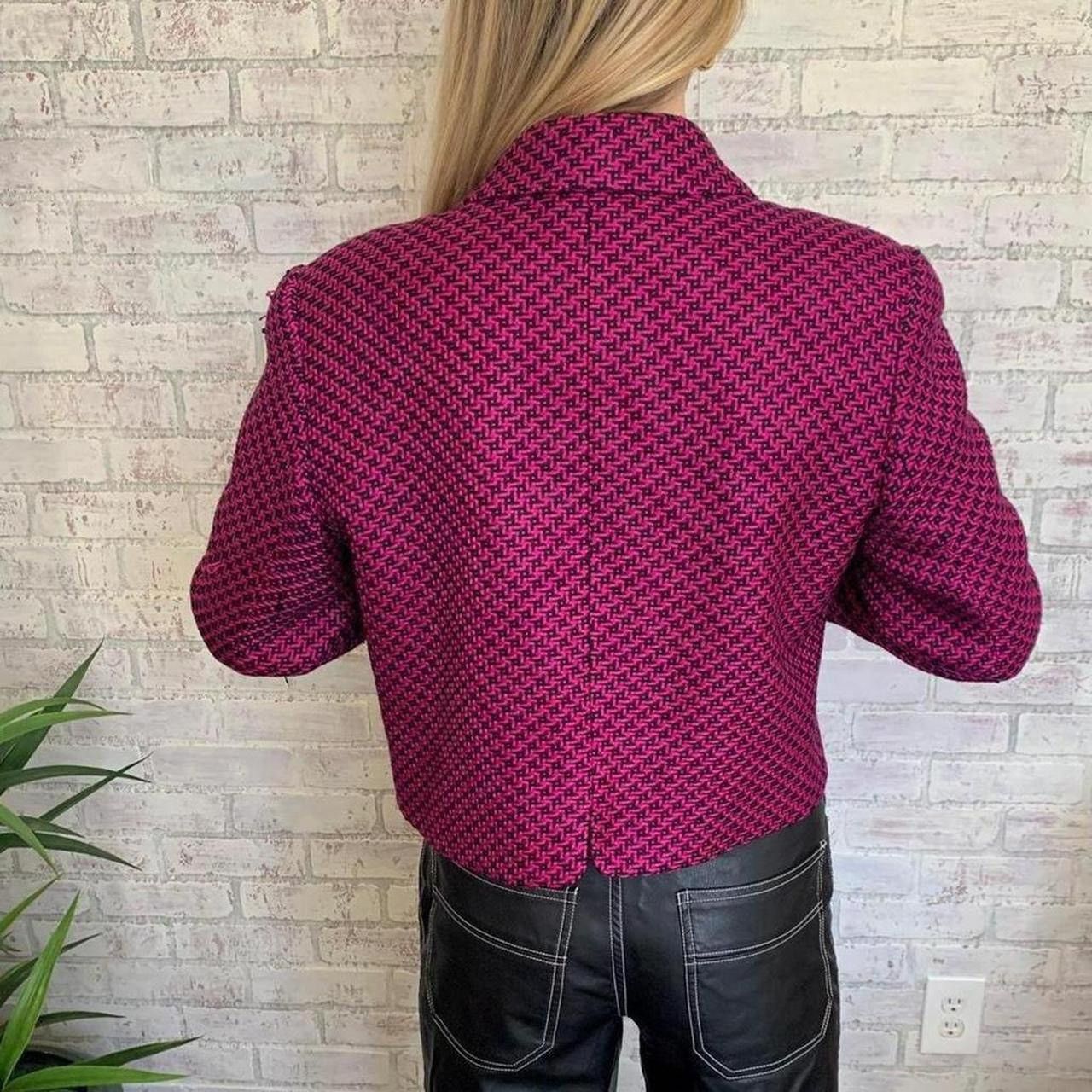 Other Vintage Silk Pink Houndstooth Blazer Size M / US 6-8 / IT 42-44 - 4 Thumbnail