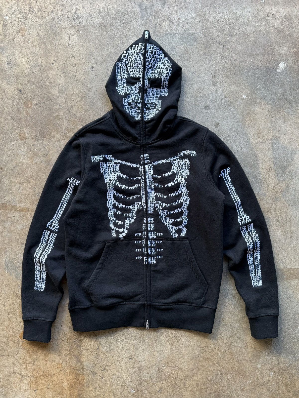 FTP Full Zip Black Skeleton Hoodie Mens Size Medium 2021